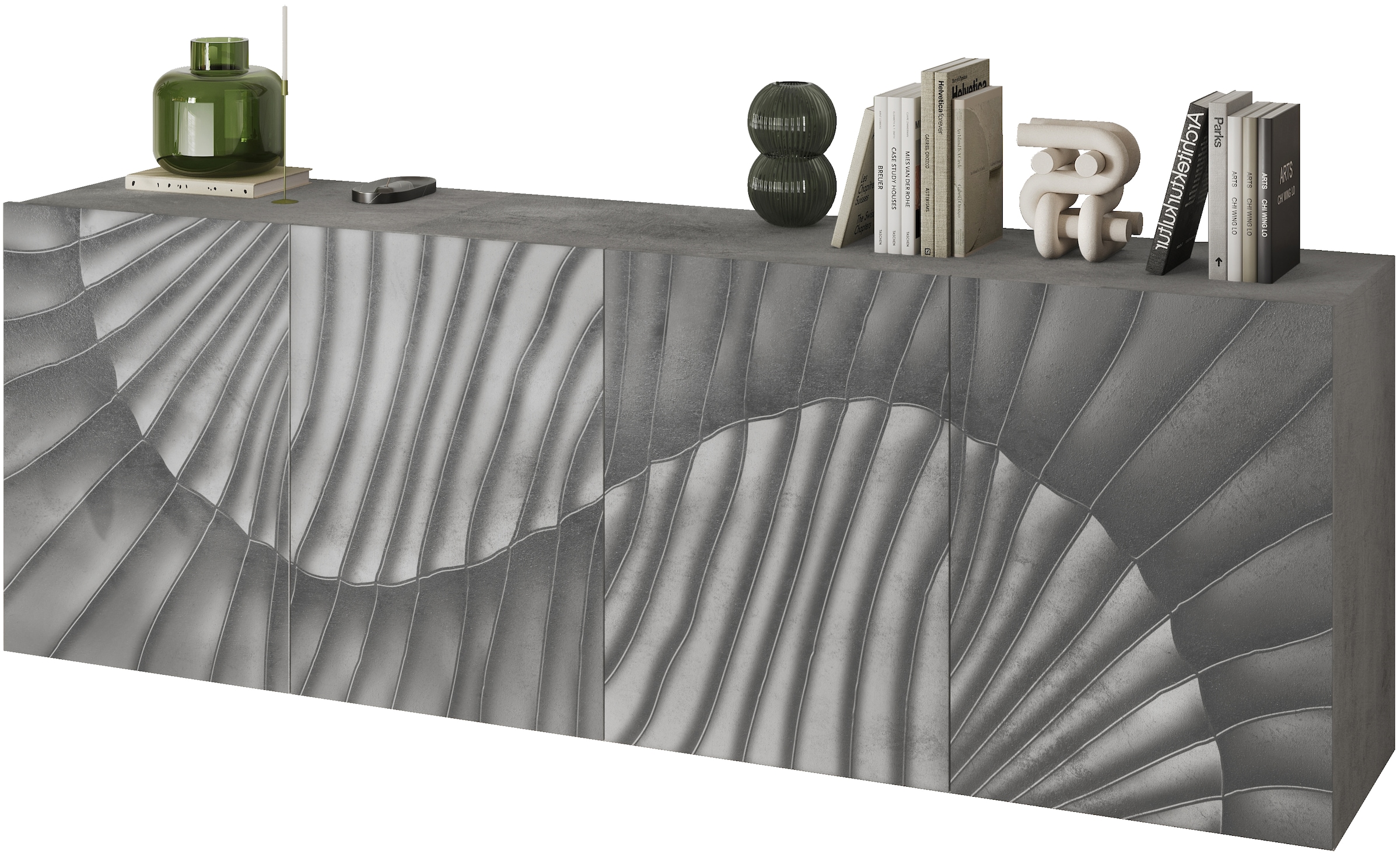 INOSIGN Sideboard »Snake, Kommode, Anrichte, Stauraummöbel Breite 241 cm, Siebdruck-Front« moderne Wohnmöbel, 4 Türen, viel Stauraum, stilvoll und funktional
