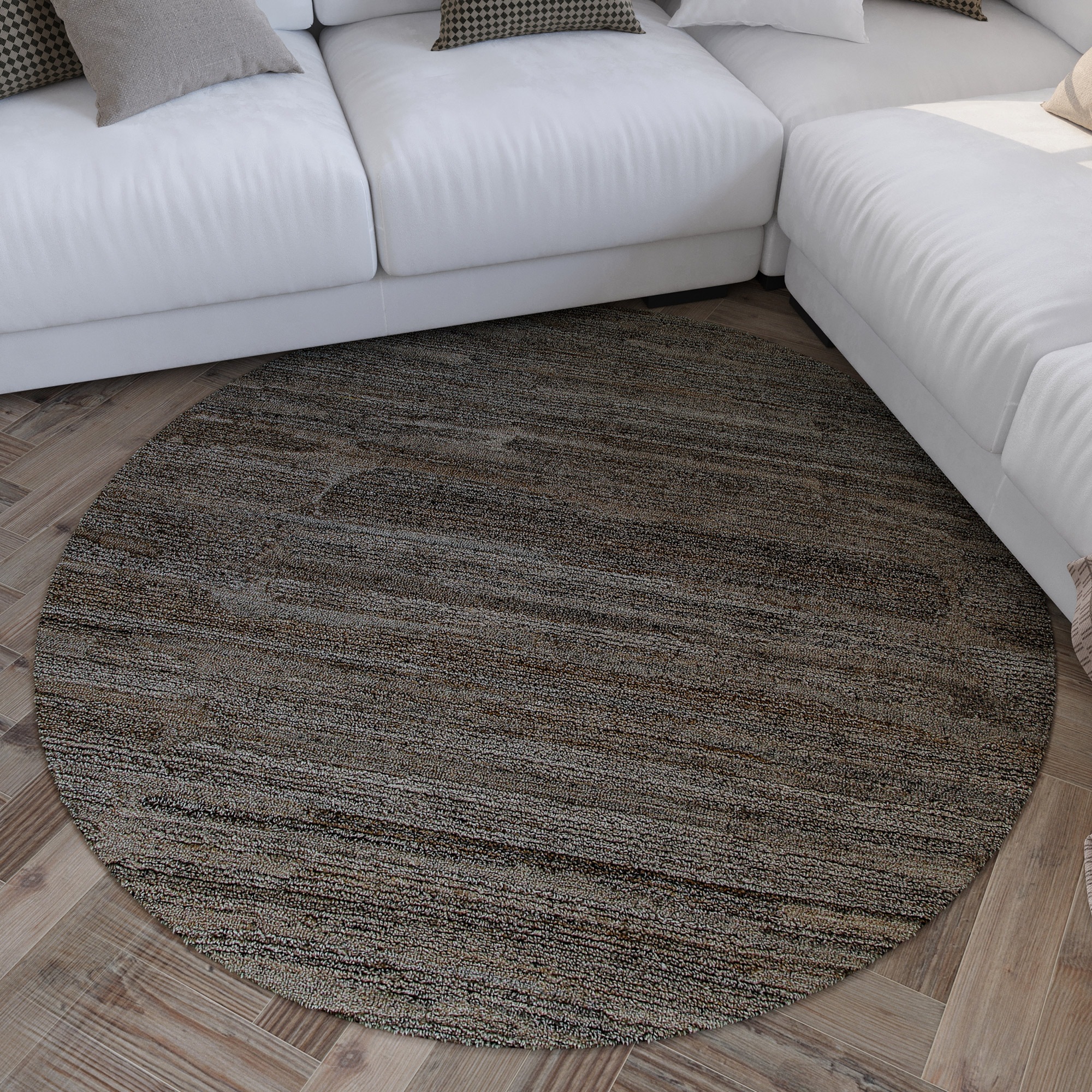 Wecon home Teppich »Hamptons EIGHTEEN«, rund, 15 mm Höhe, Kurzflor, Wohnzimmer, Schlafzimmer, elegant, robust, Streifen Design