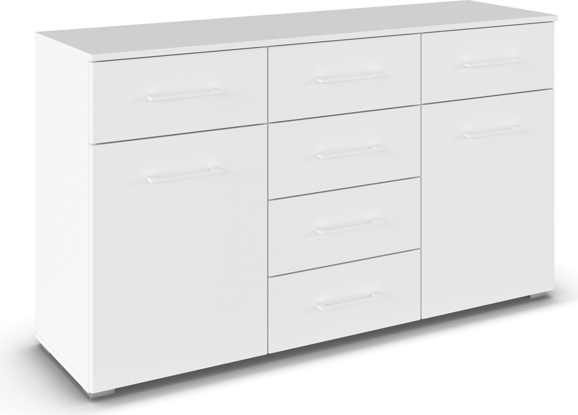 Kommode »Prandon A«, mit 6 Schubladen und 2 Türen, Metallgriffe in Weiß