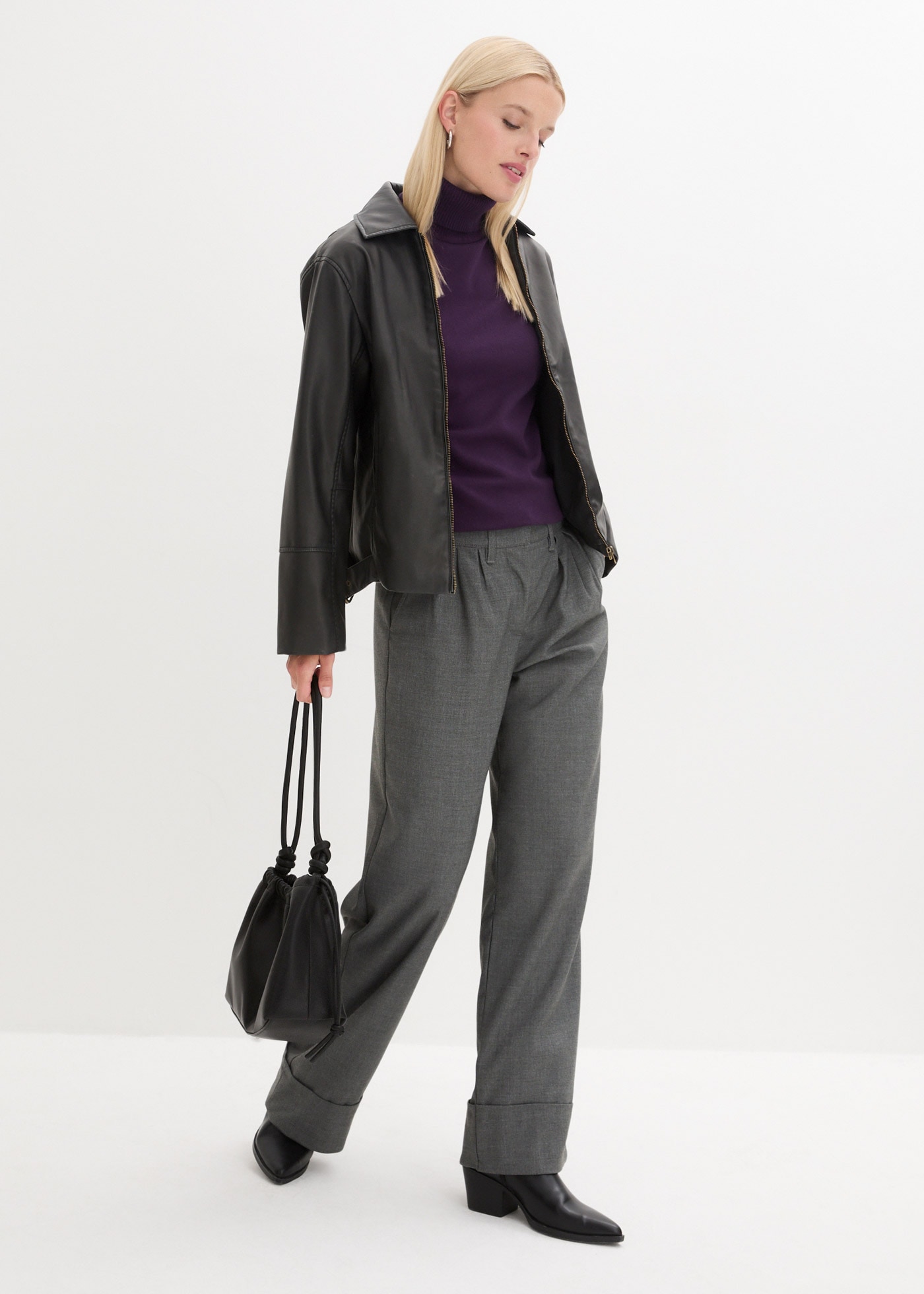bonprix Kurzarmpullover »Rollkragenpullover, Kurzarm« im Feinstrick-Baumwoll-Mix, mit hohem Rollkragen
