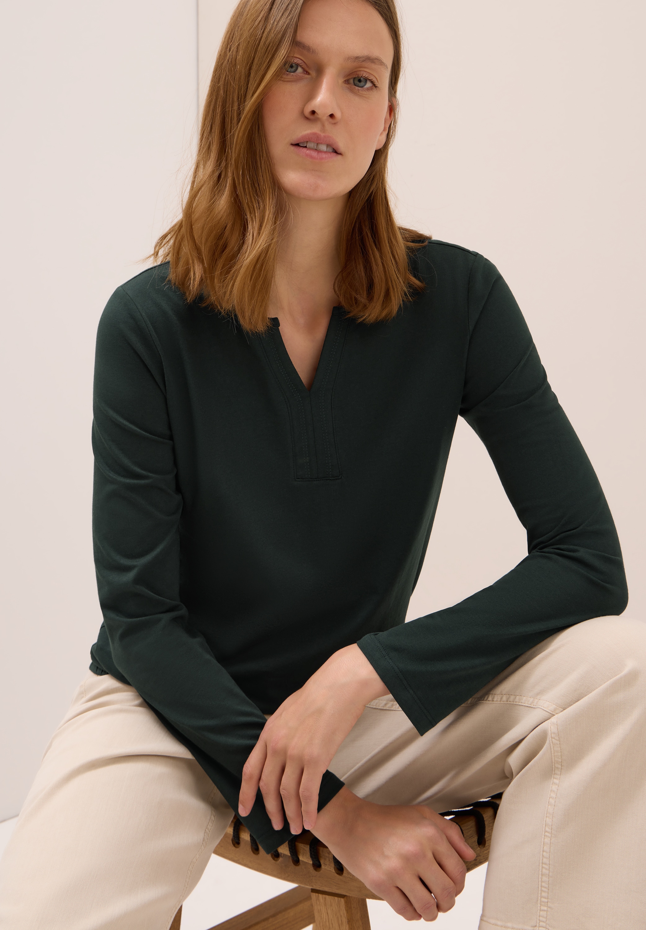 Cecil Tunikashirt, Split Neck, unifarben