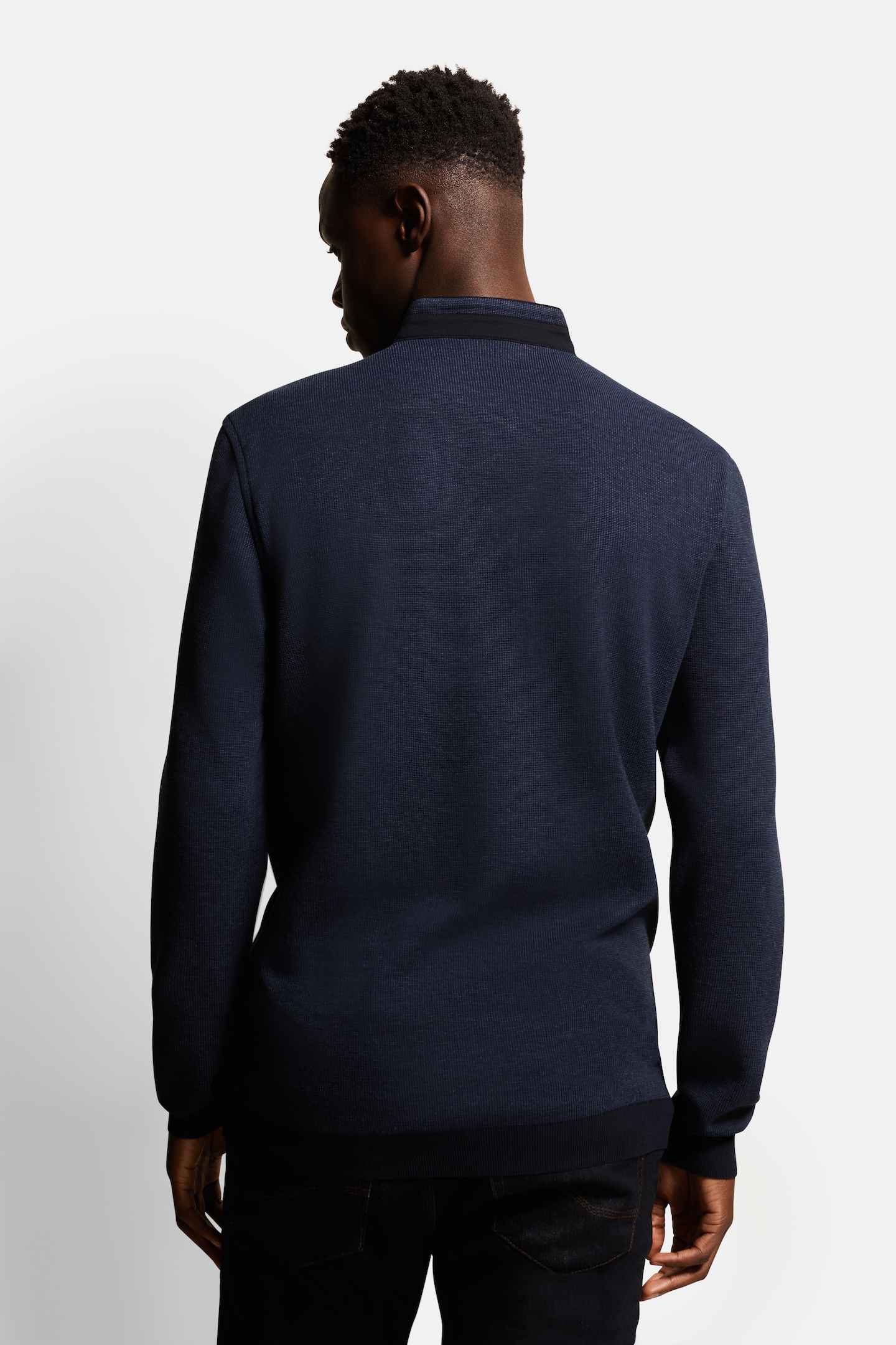bugatti Langarm-Poloshirt, mit Stehkragen