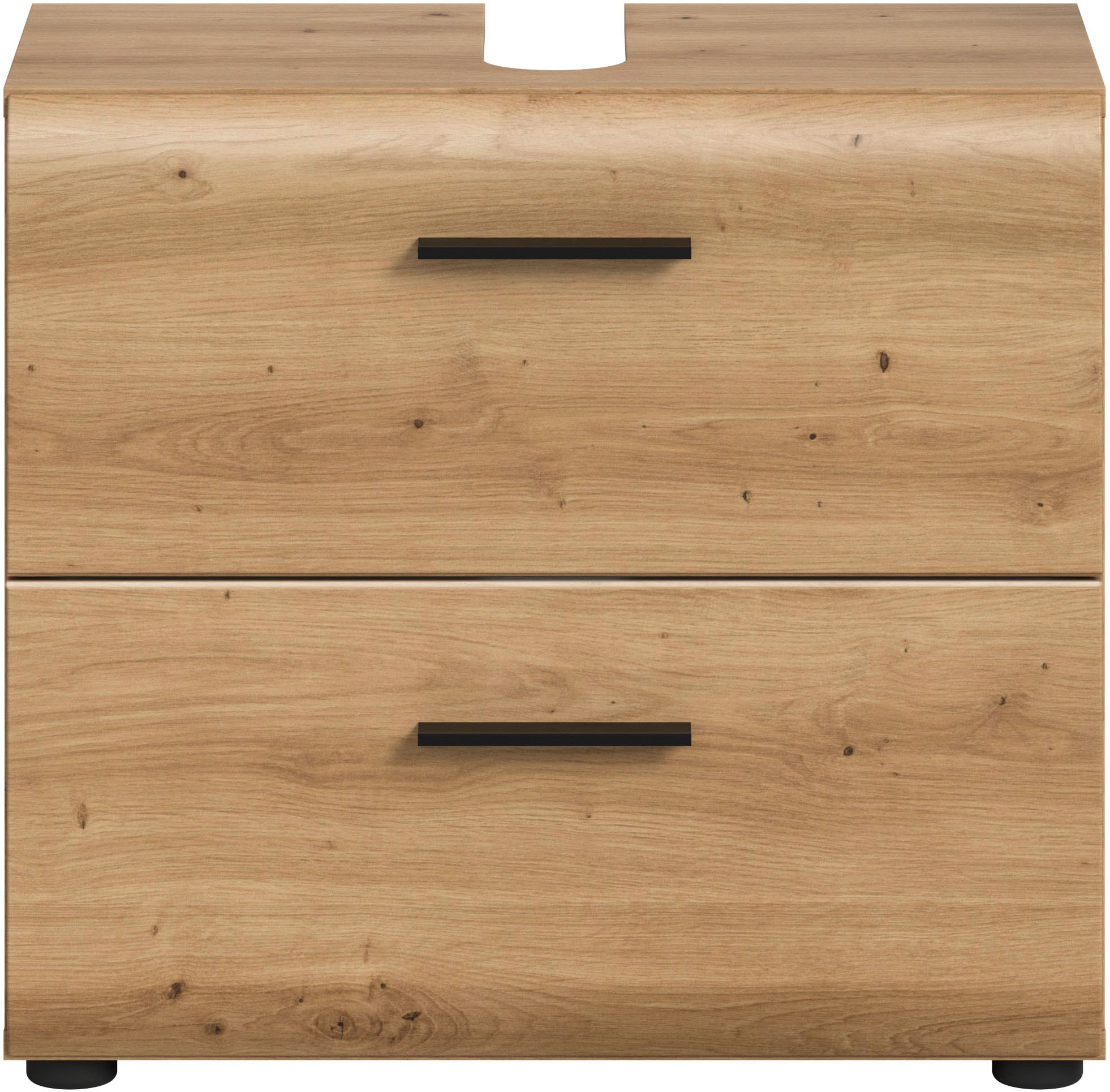 INOSIGN Waschbeckenunterschrank »FLORENZ, TOPSELLER!, Breite 60 cm, 2 Schubkästen,ink. Siphonausschnitt«, (1 St., TOPSELLER!), hochwertige MDF Front, Griff schwarz, Badschrank, Bad