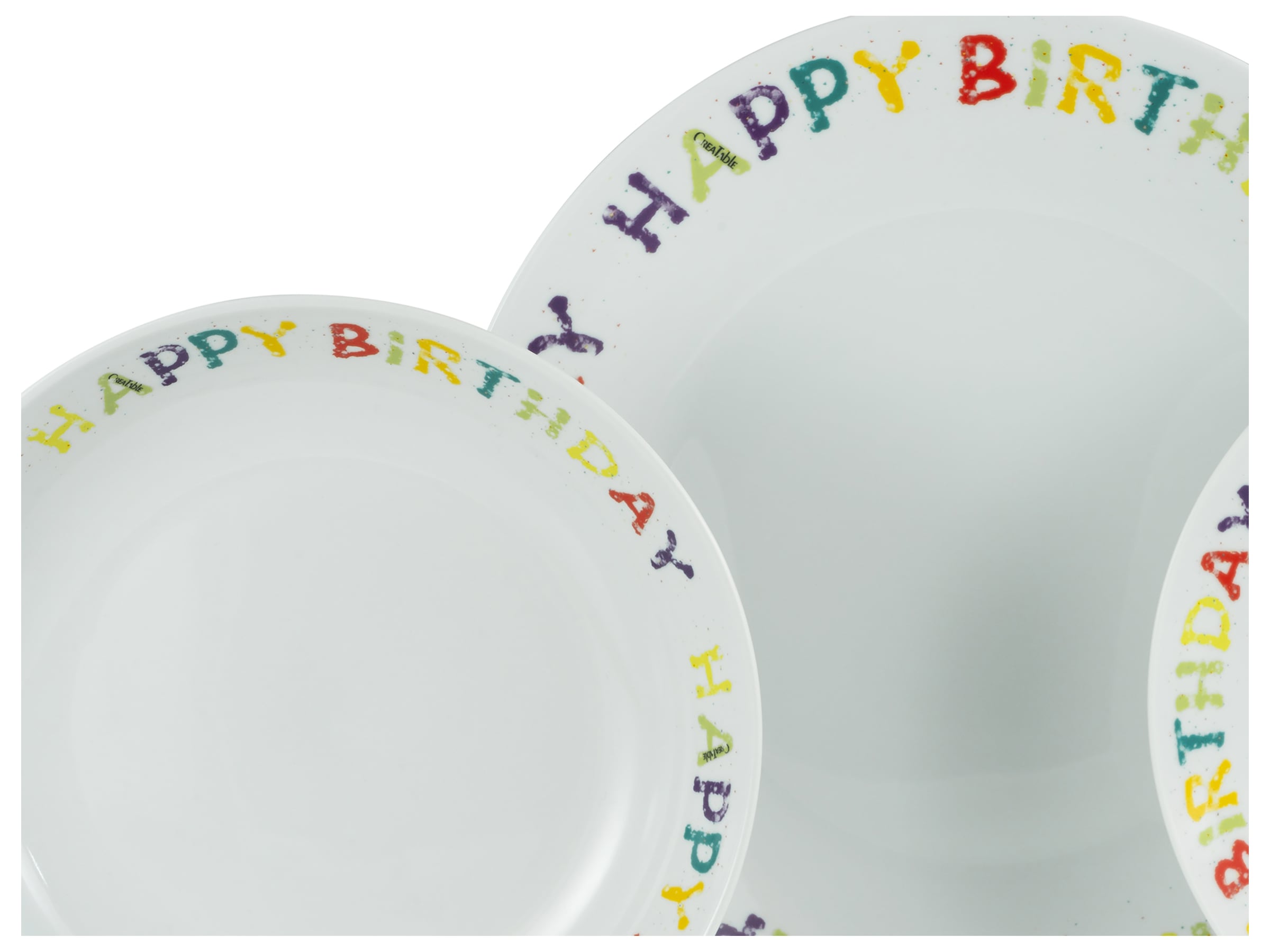 CreaTable Teller-Set »Happy Birthday, Tellerset 12-tlg.« Fröhliches buntes Geschirr, Für alle Geburtstagsfeierlichkeiten