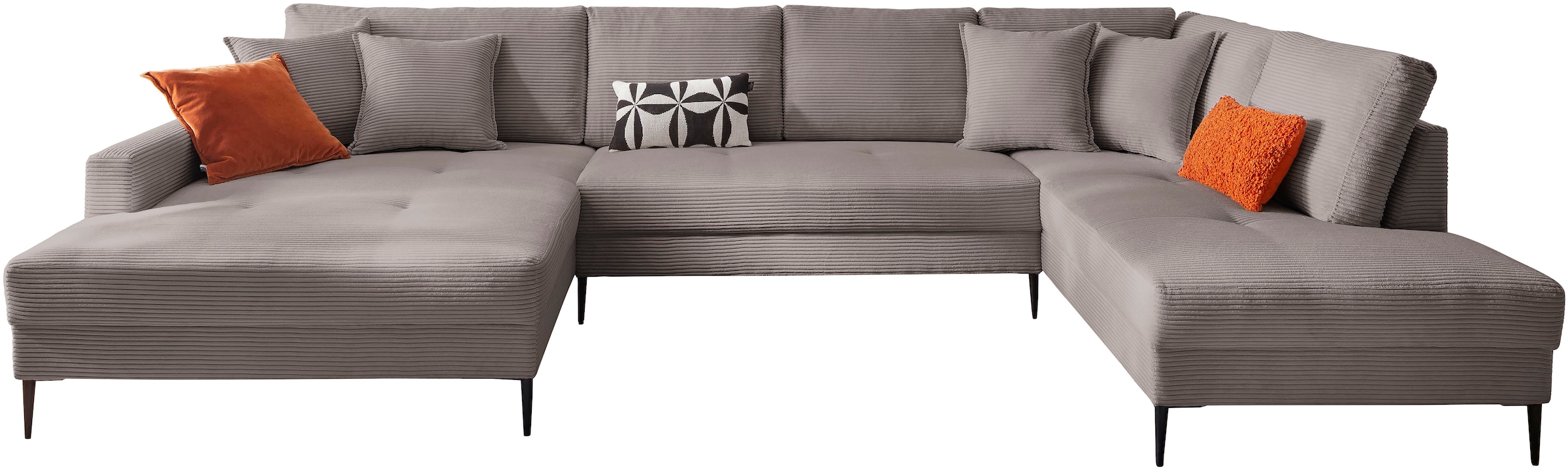 Trends by HG Wohnlandschaft »Summer U-Form«, in Cord-Stoff mit Metallfuß