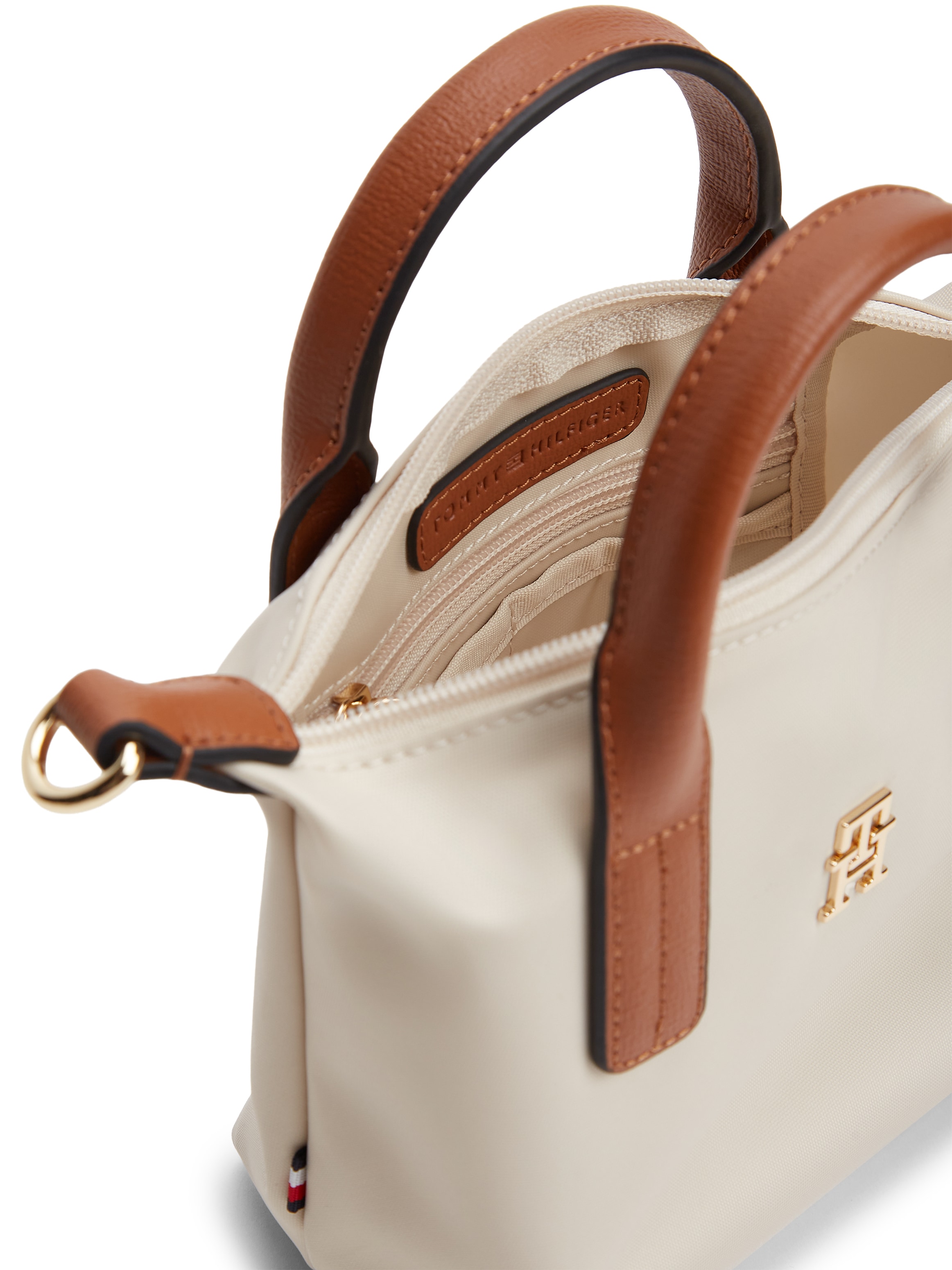 Tommy Hilfiger Tragetasche »POPETTE MICRO TOTE« Damen Schultertasche, Handtasche mit kontrastfarbigen Tragegriffen