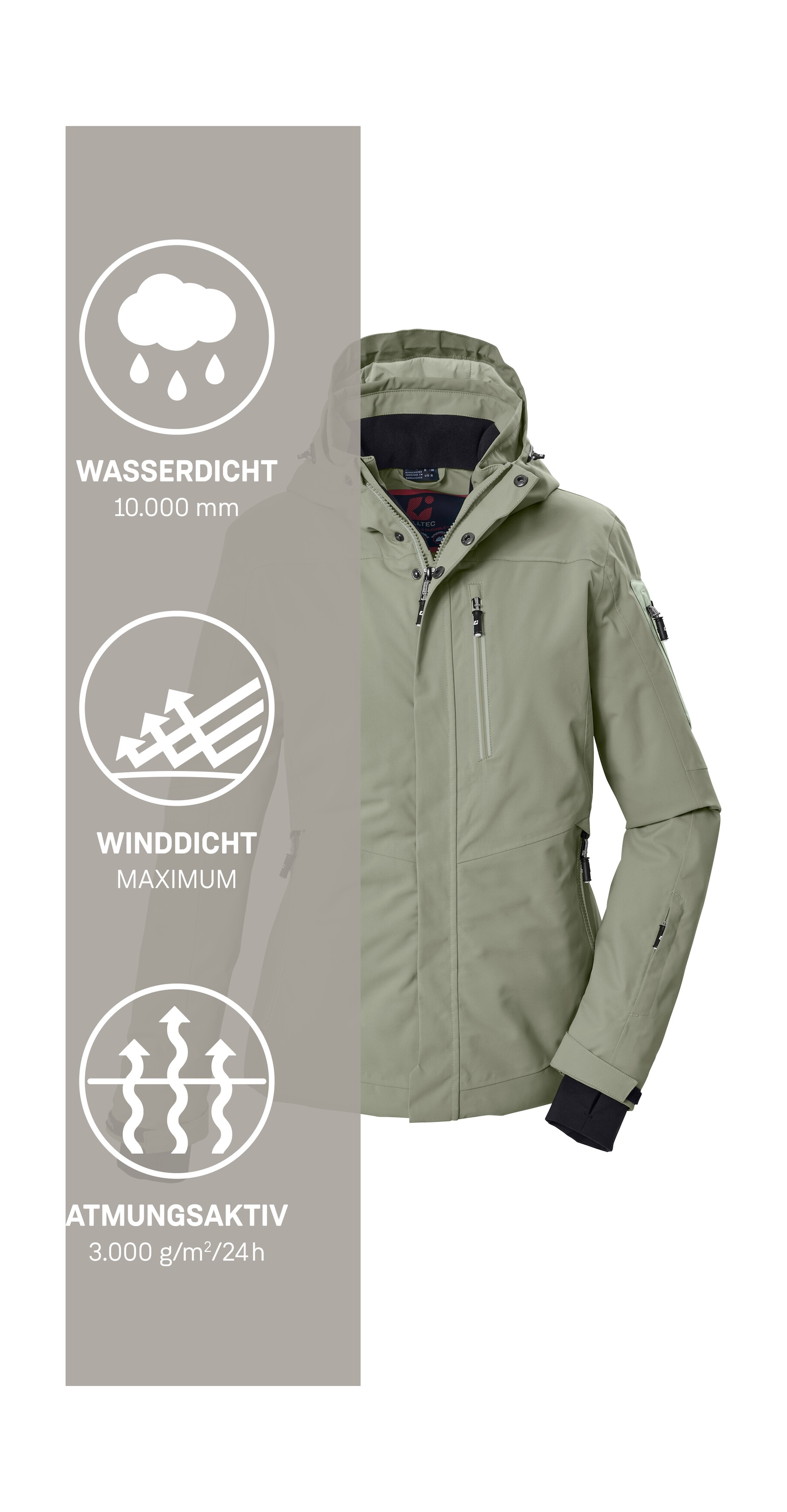 Killtec Skijacke »KSW 228 WMN SKI JCKT« Wind- und wasserdichte Skijacke mit regulierbarer Kapuze