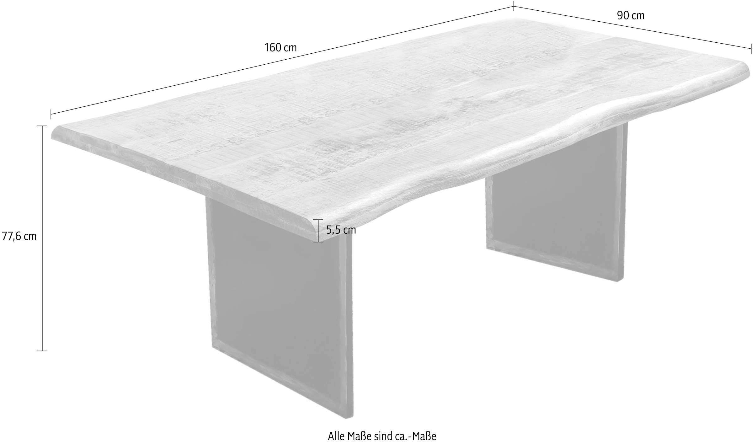 INOSIGN Baumkantentisch 1 Stk. tlg. mit Baumkante wie gewachsen