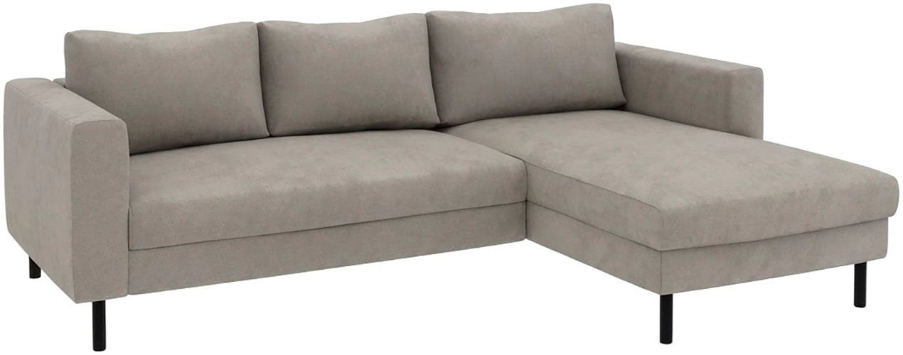 TRENDMANUFAKTUR Ecksofa »Amazing II, wahlw. mit Schlaffunktion & Bettkasten, Fuß schwarz« Recamiere beidseitig montierbar, L-Form,in Cord o. Struktur, B: 232 cm