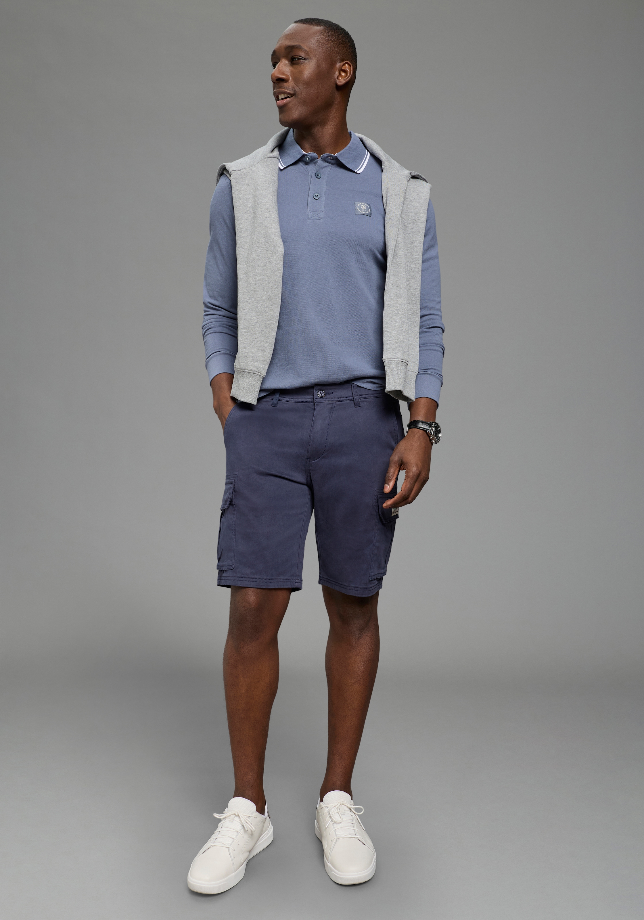 DELMAO Langarm-Poloshirt »Neue Kollektion!« schmale Passform, Langarm, unifarben, aus Piqué-Material