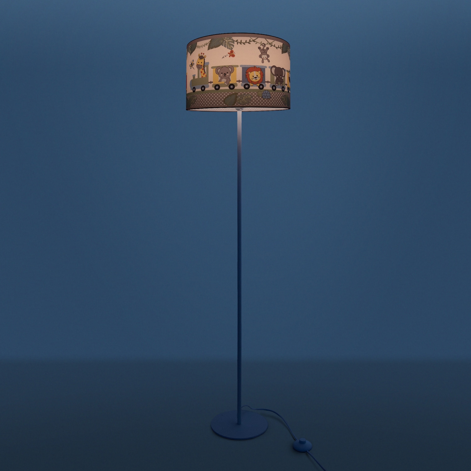 Paco Home Stehlampe »Diamond 635«, 1 flammig, Leuchtmittel E27 | ohne Leuchtmittel, Kinderlampe LED Kinderzimmer Lampe Zug Mit Tieren Stehleuchte E27