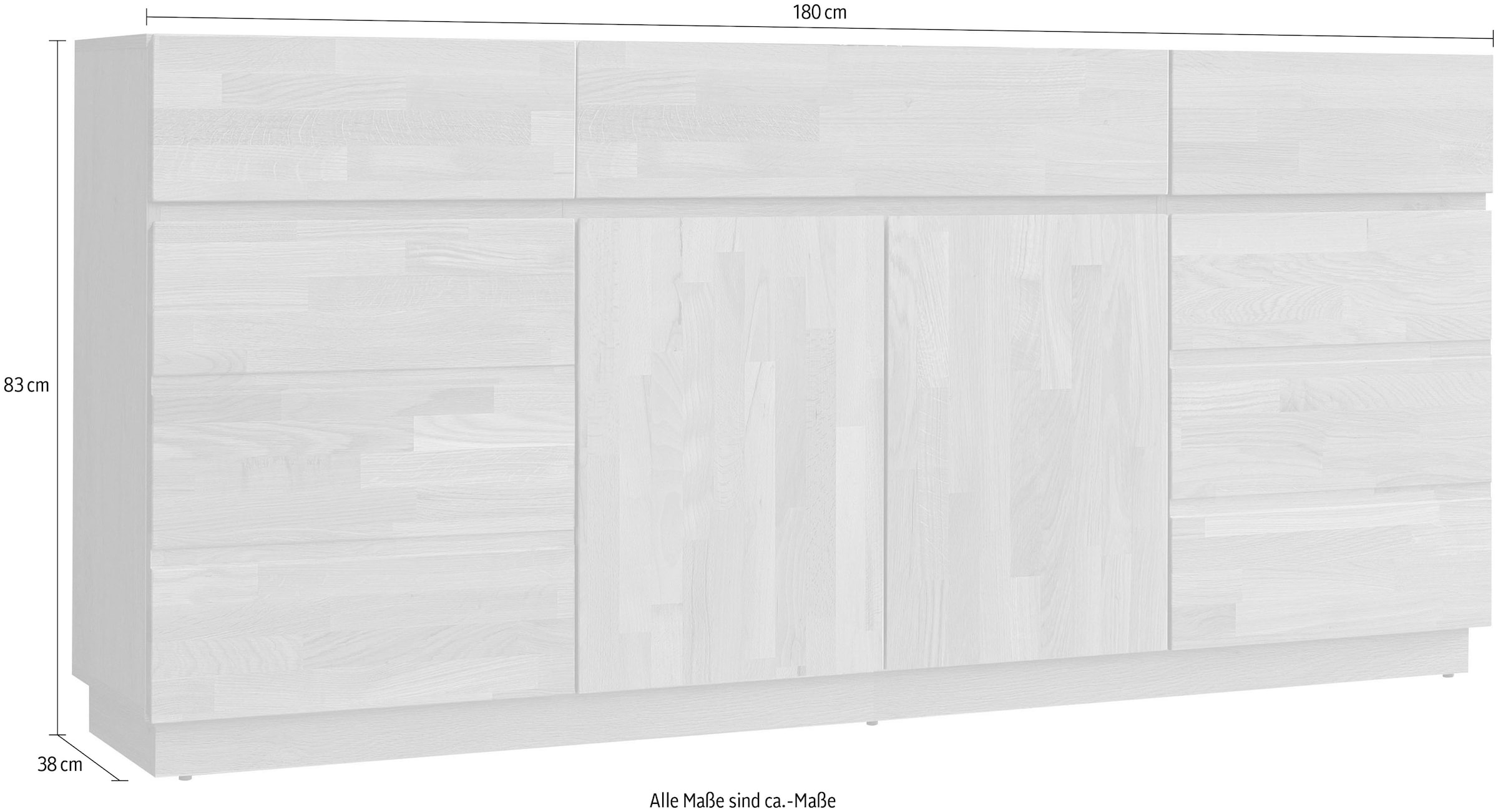 Home affaire Sideboard, Kommode, Breite 180 cm, teilmassiv, FSC®-zertifiziert