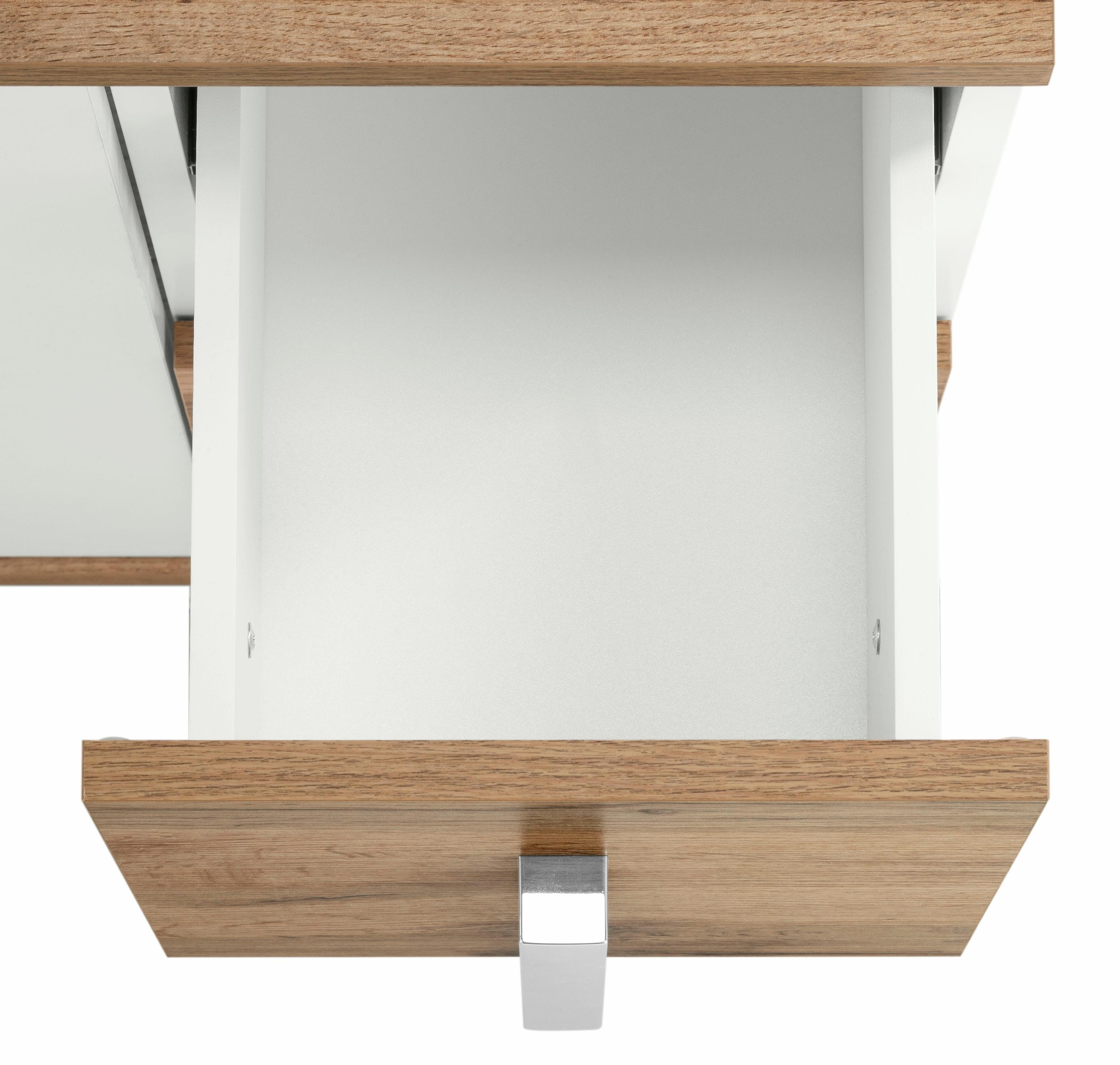 Schildmeyer Waschbeckenunterschrank »Kampen made in Germany«, Höhe 60 cm, mit Metallgriffen, Tür mit Soft-Close, 2 Schubladen