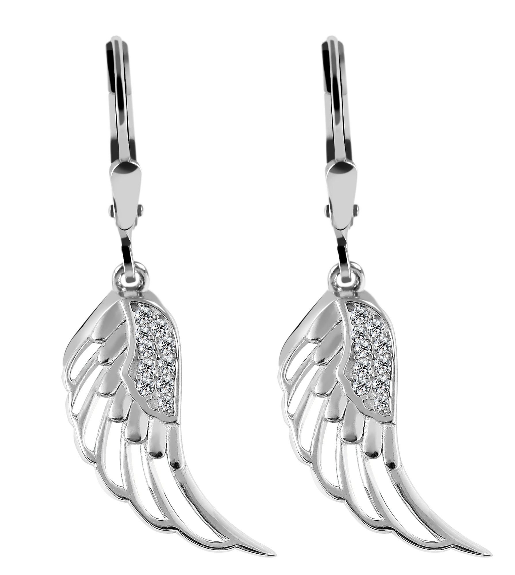 Adelia´s Paar Ohrhänger »Damen Ohrringe ¿ Ohrhänger Flügel aus 925 Silber mit Zirkonia«