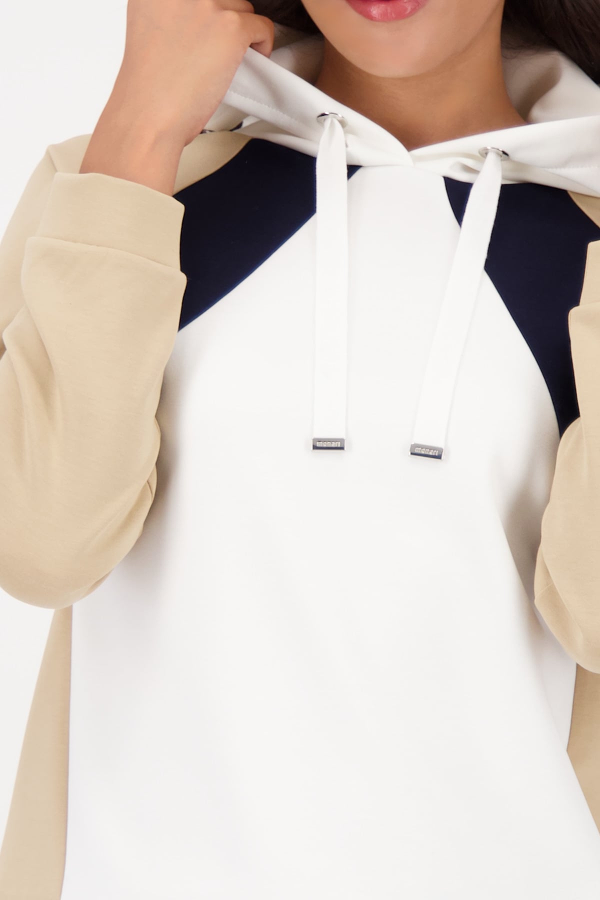 Monari Kapuzensweatshirt »Sweatshirt Colorblock«, Regular fit mit Rundhalsausschnitt
