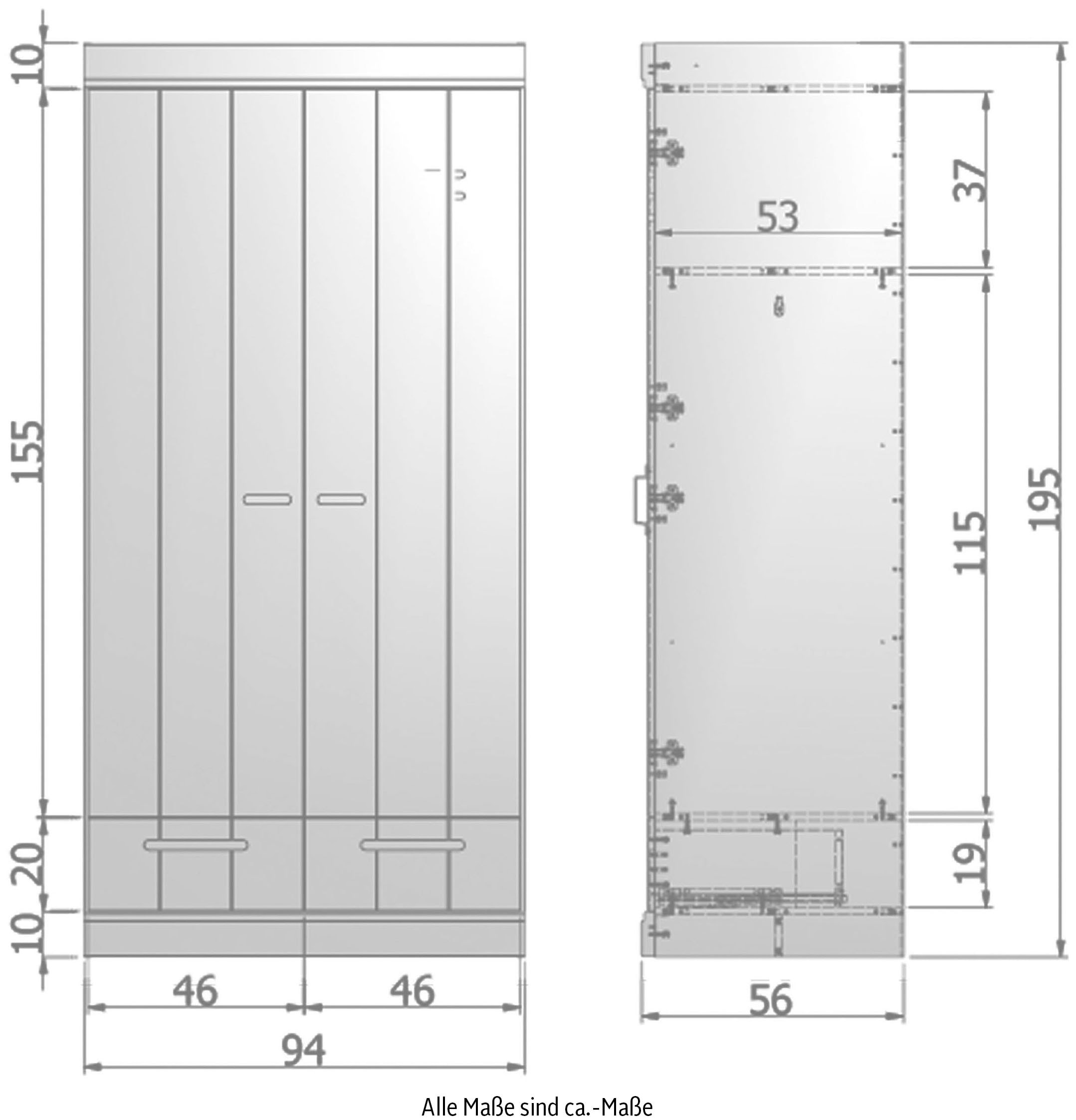 WOOOD Garderobenschrank »Connect«, mit Kleiderstange, Breite 94 cm x Höhe 195 cm