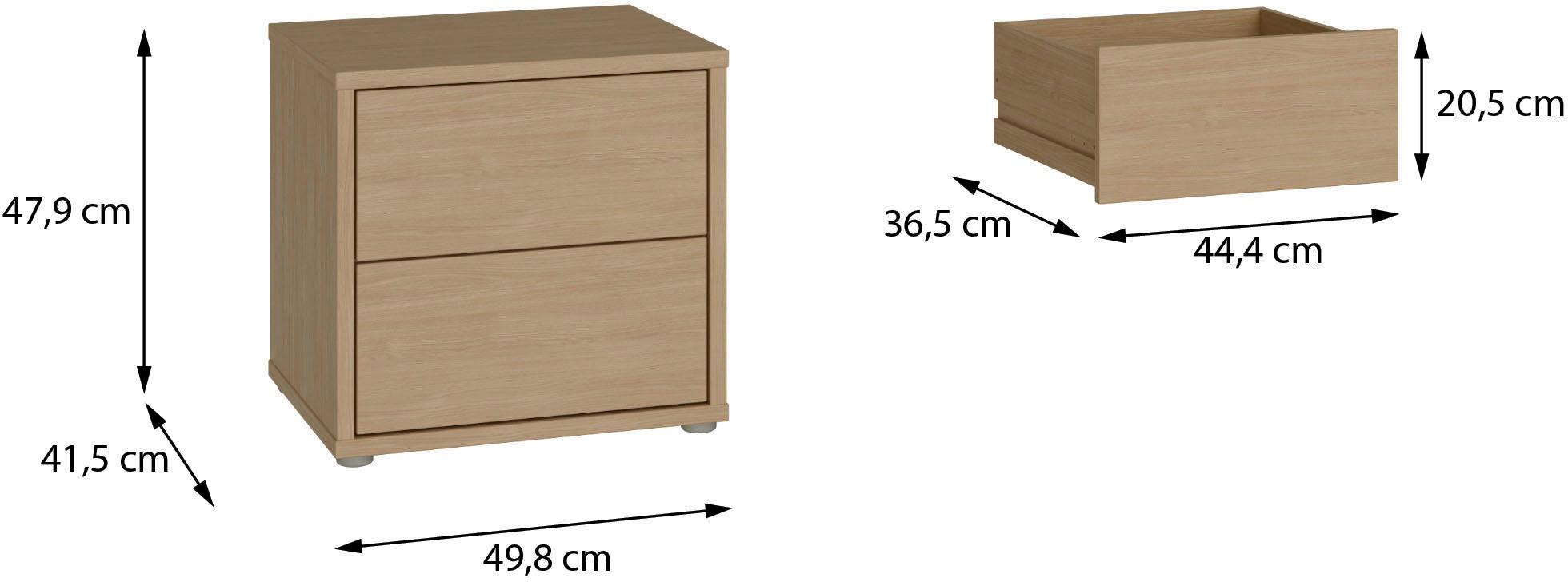 FORTE Nachtkommode »Alice Springs« Schubkästen mit Vollauszug, Push to Open