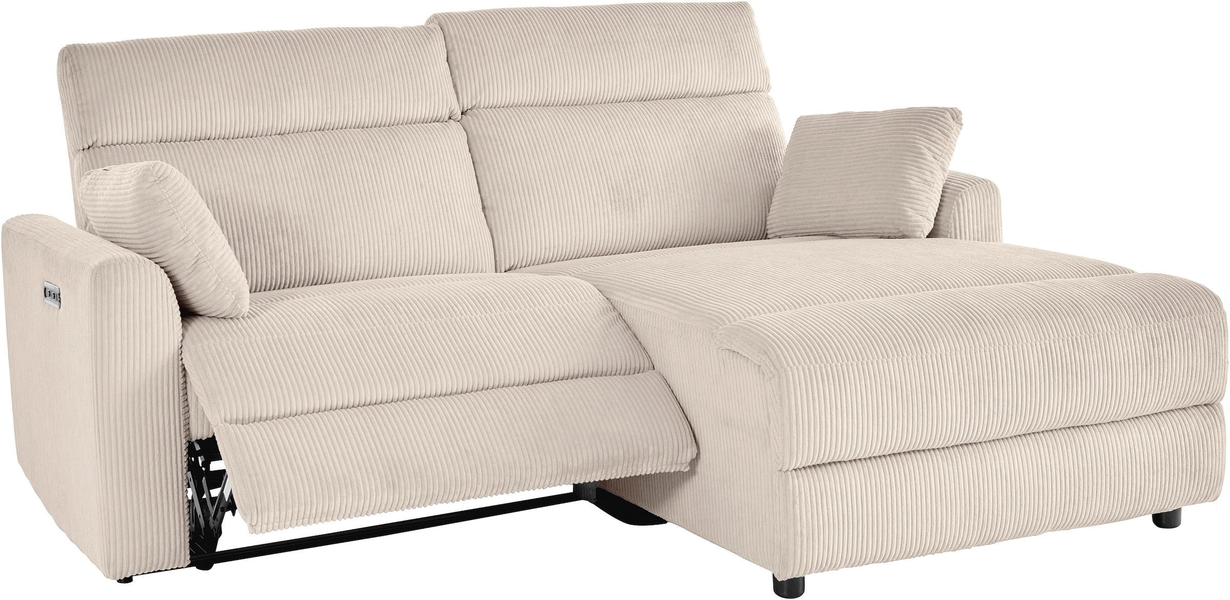 INOSIGN Ecksofa »JENNA, L-Form, 209cm, manuelle u. elektrische Funktion, mit USB A/C,«, Liegefunktion 105°-150°, Federkern, Struktur fein