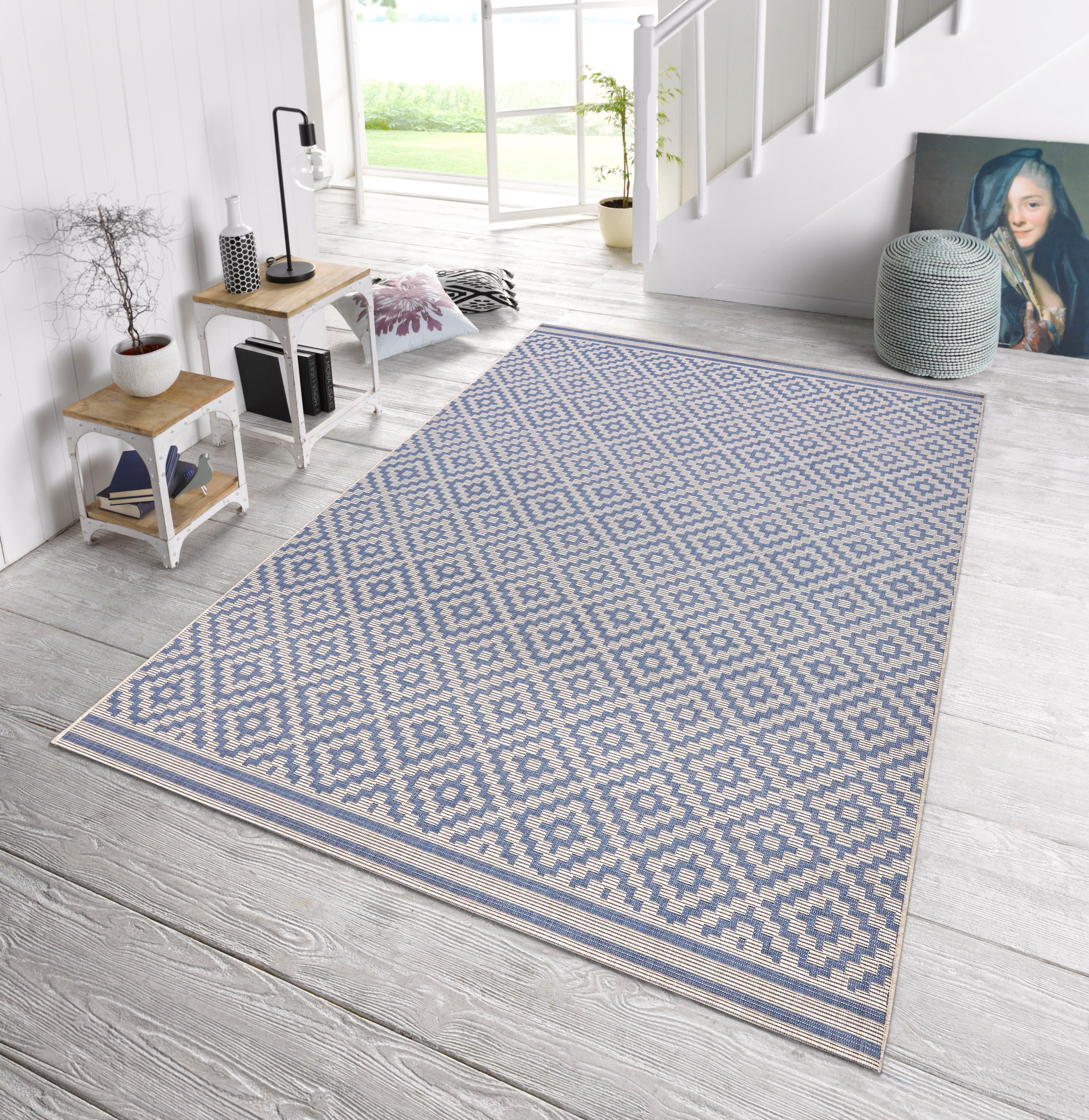 NORTHRUGS Teppich »Raute«, rechteckig, 8 mm Höhe, In-& Outdoor, Wetterfest, Balkon, Läufer, Wohnzimmer, Terrasse, Raute