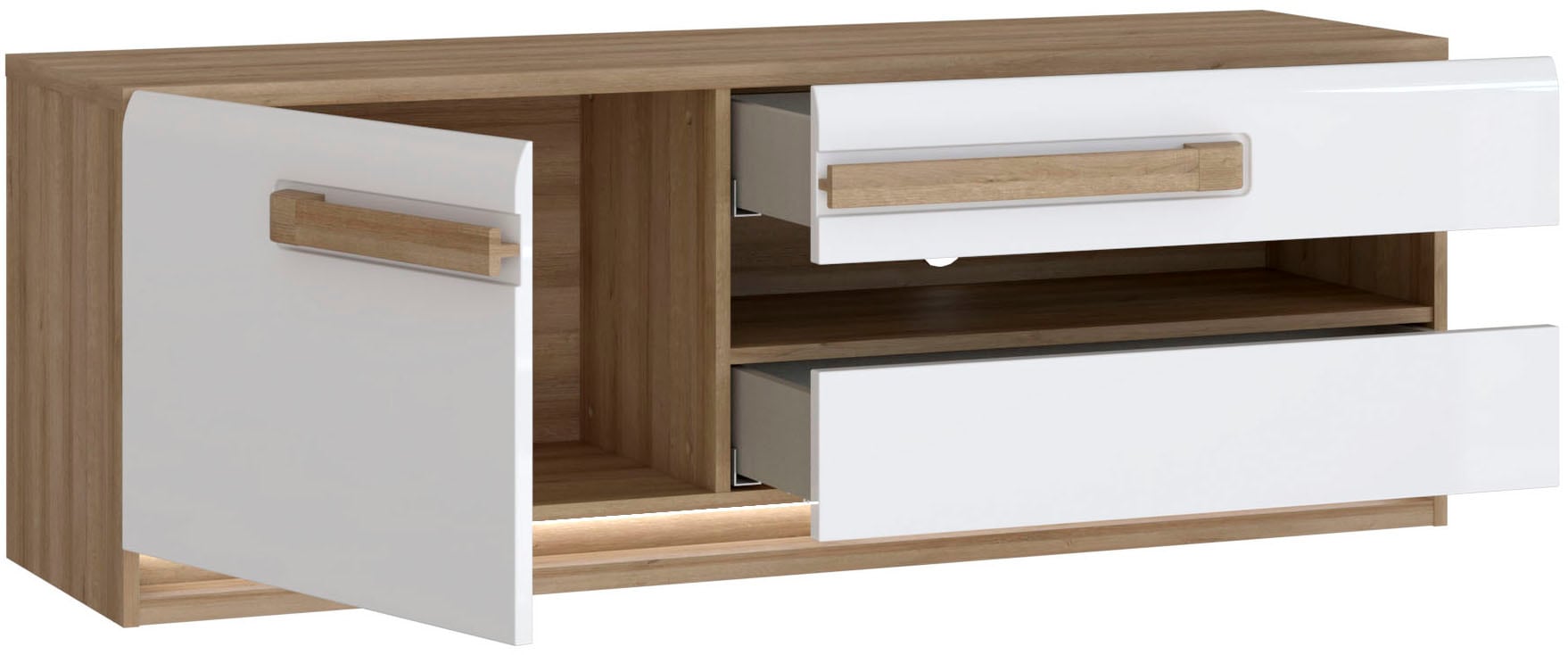 FORTE Lowboard »Attention TV-Board, TV-Schrank«, TV-Board, Beleuchtung, Soft Close, Kabelführung