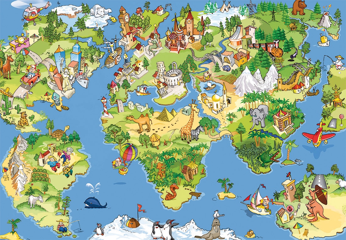 Fototapete »Kids World Map«, matt