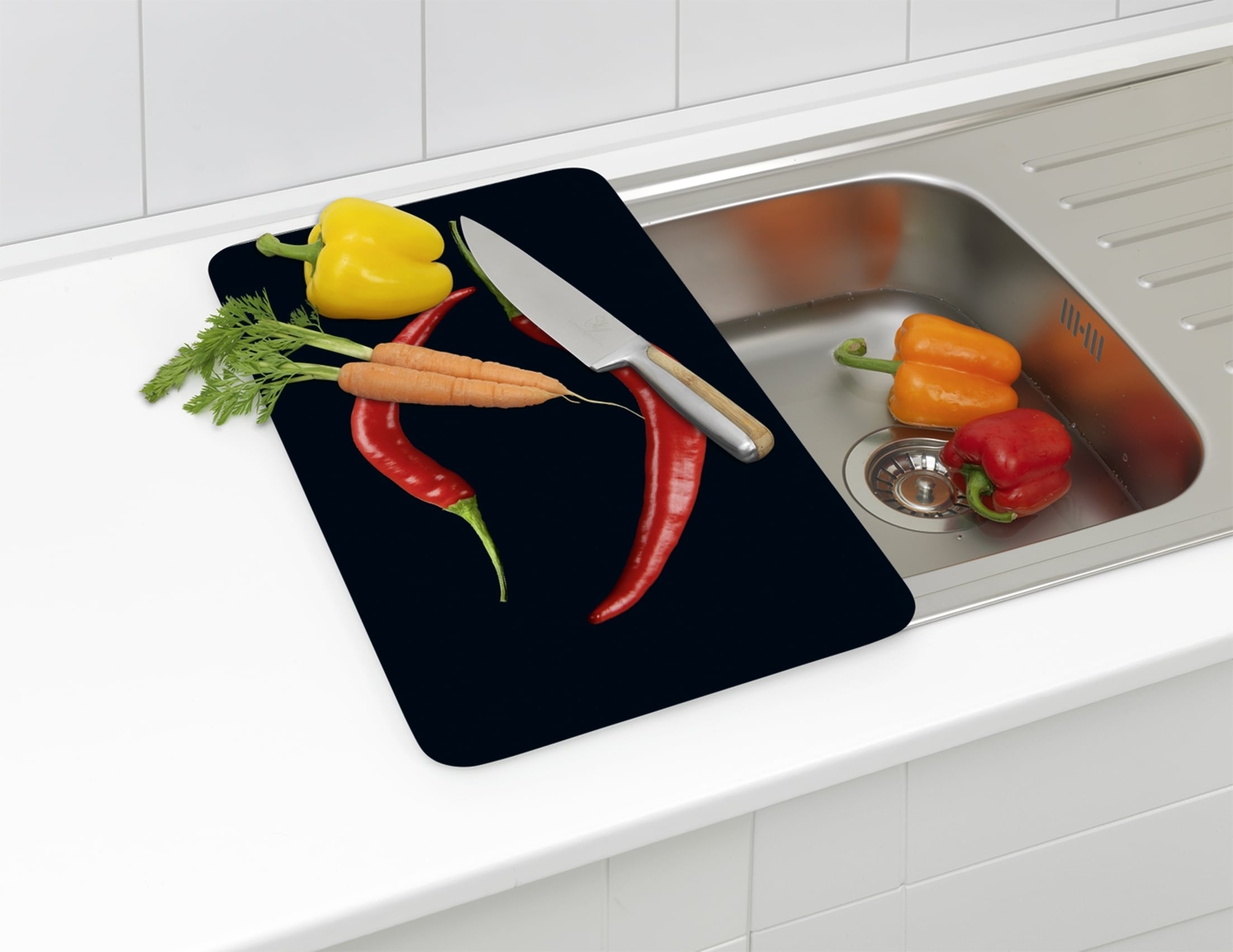 WENKO Herd-Abdeckplatte »Universal Modell Peperoni Duo«, (Set, 2 tlg.), Herdabdeckung für alle Herdarten, kratzfest, mit rutschfesten Füßen