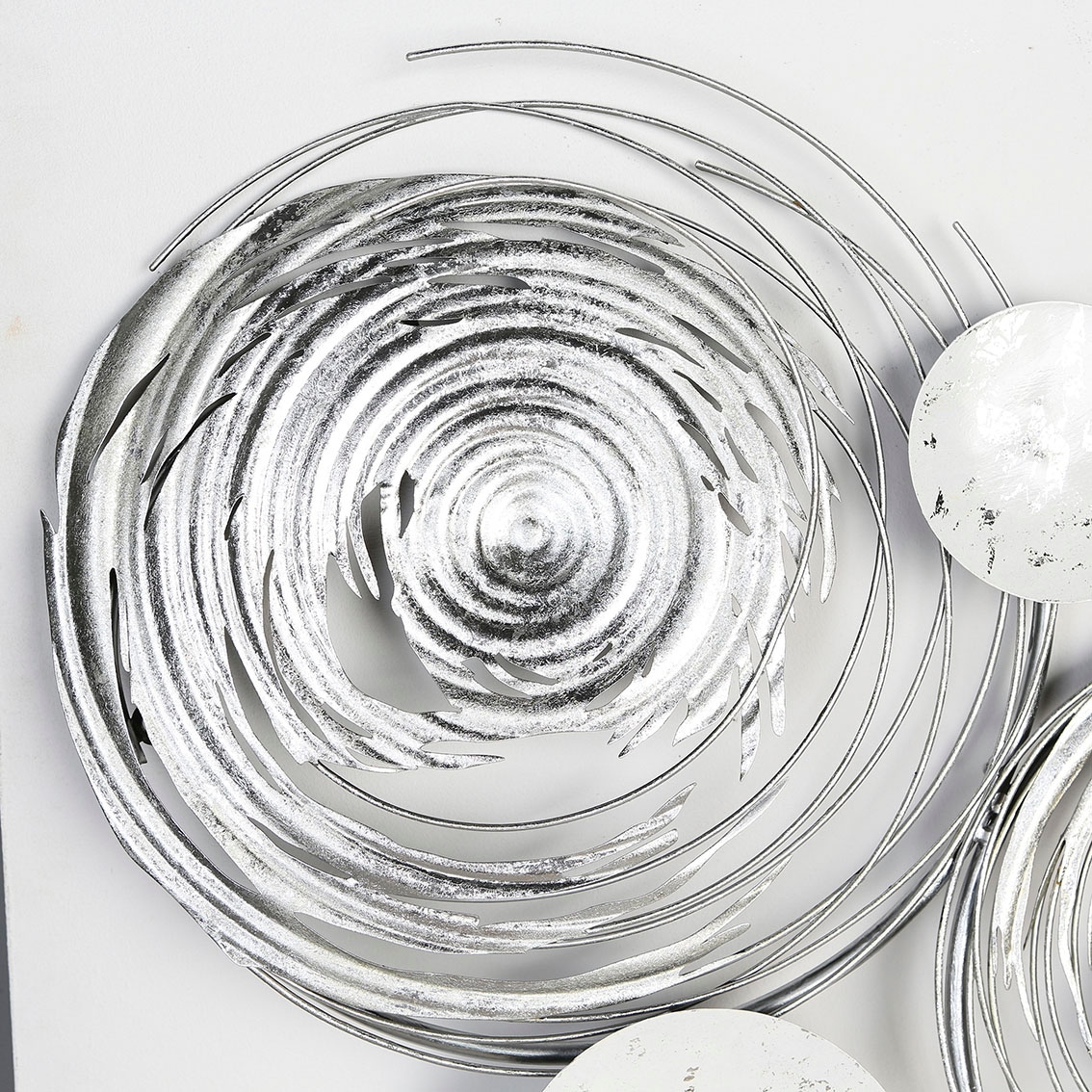 GILDE Wanddekoobjekt »Wandrelief Circles, weiß/silber«, (1 St.), aus Metall, dekorativ im Esszimmer & Wohnzimmer