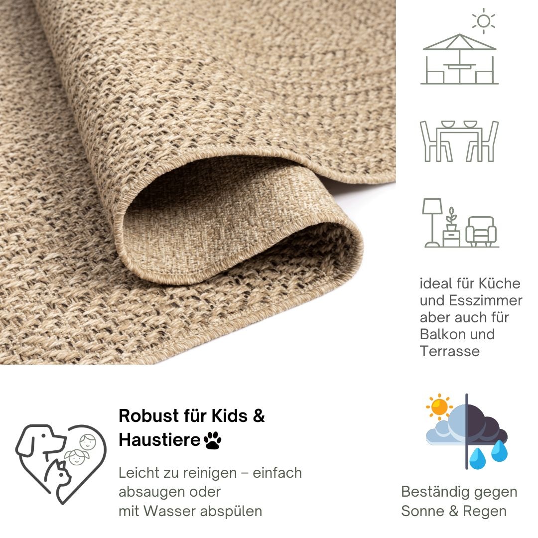 OTTO home Outdoorteppich »Kyllian« rechteckig 10 mm Höhe robuster In- und Outdoor Teppich, Jute-Look