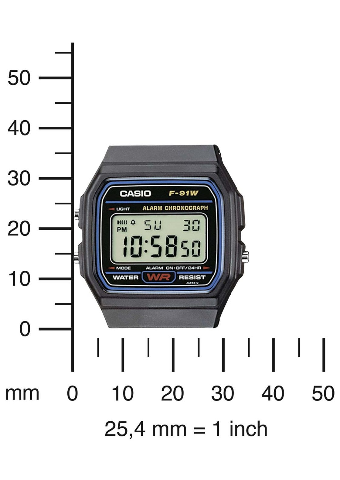 CASIO TIMELESS COLLECTION Chronograph »F-91W-1YEG«, Quarzuhr, Armbanduhr, Herren, Damen, digital, Stoppfunktion