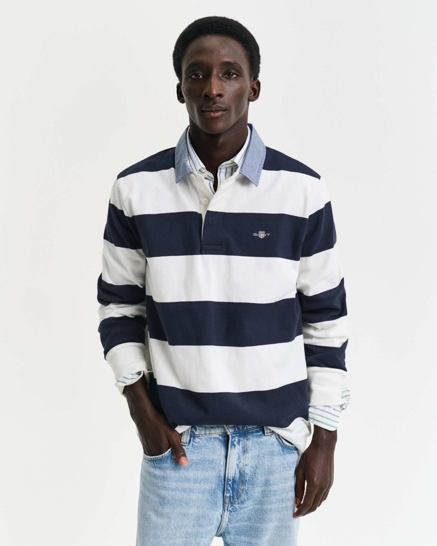 Gant Langarm-Poloshirt »REG CHAMBRAY STRIPE HEAVY RUGGER«
