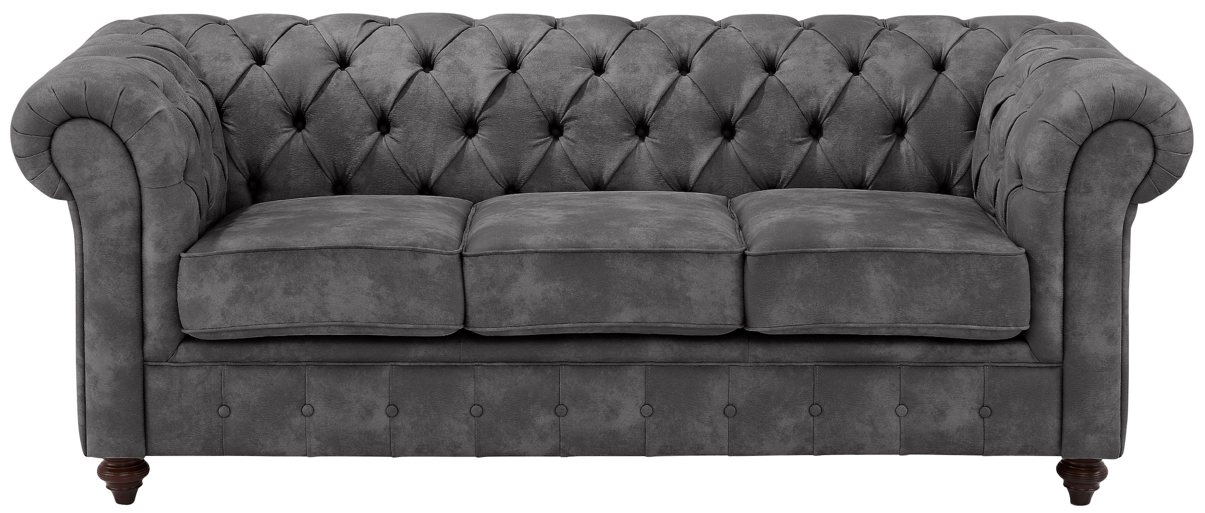 Home affaire Chesterfield-Sofa »Chesterfield 3-Sitzer  B/T/H: 198/89/74 cm« mit hochwertiger Knopfheftung , auch in Leder