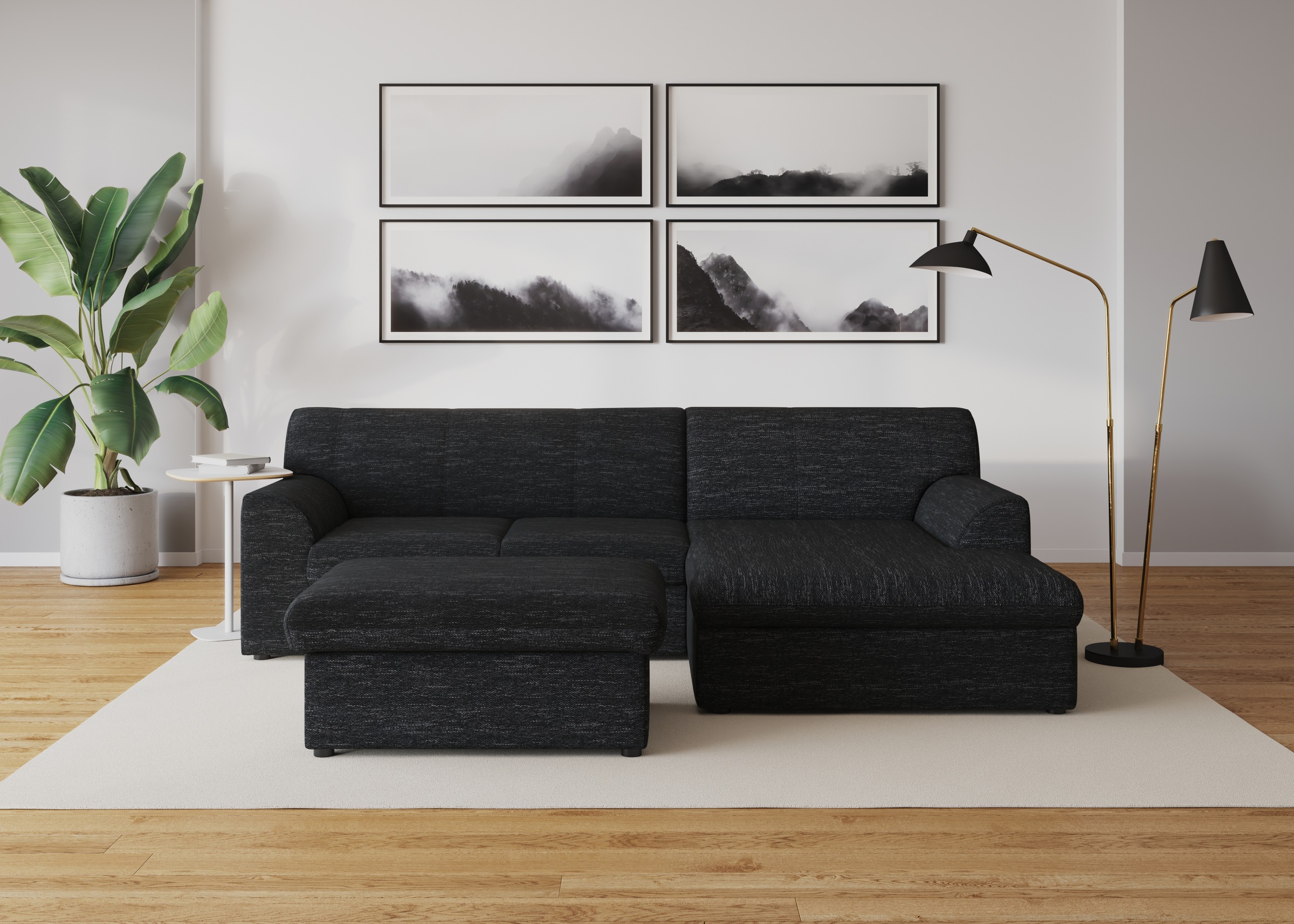 DOMO collection Ecksofa »Topper, elegant und zeitlos, kompaktes Stellmaß 245/155cm, L-Form«, mit Recamiere, wahlweise mit Schlaffunktion