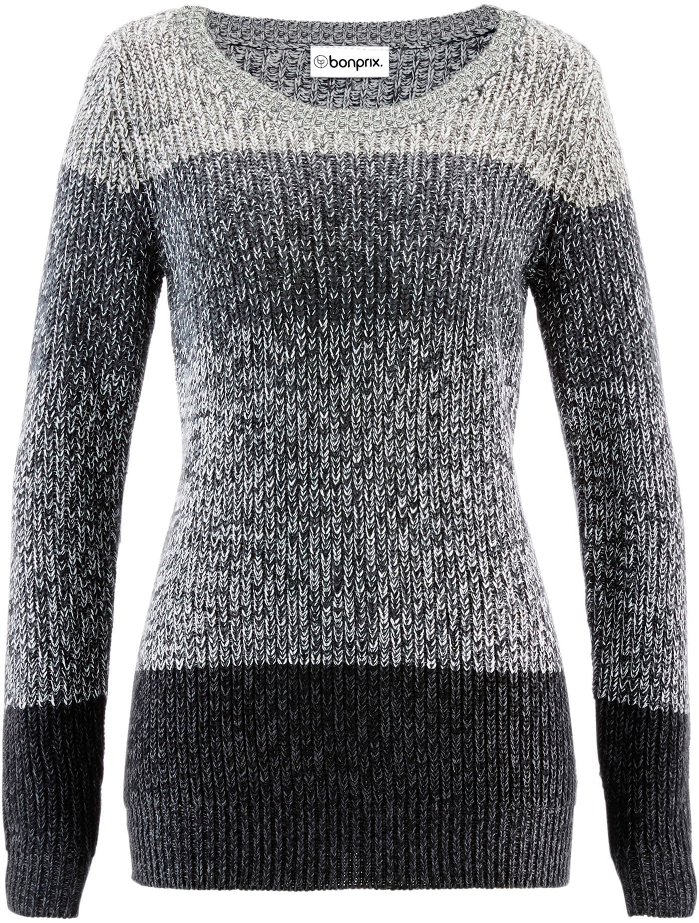 bonprix Strickpullover aus Baumwollmischung, ohne Verschluss, eng anliegende Passform