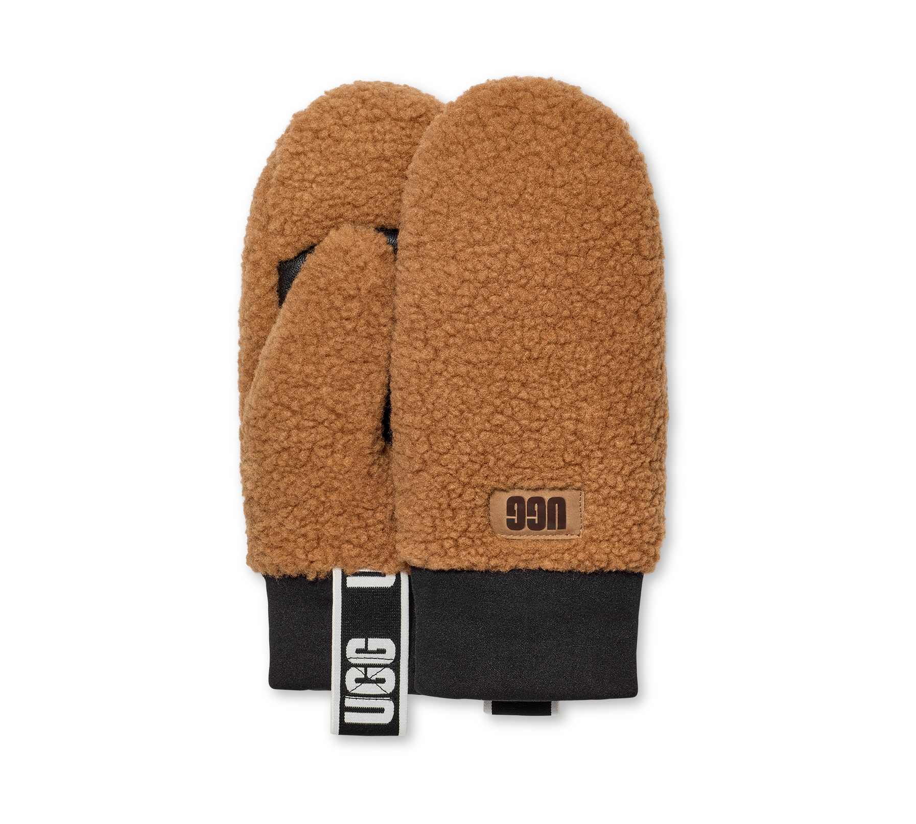 UGG Strickhandschuhe »UGGfluff Mitten With Logo Tape« Fäustlinge aus UGGfluff mit Logo-Tape undHandflächen aus echtem Leder