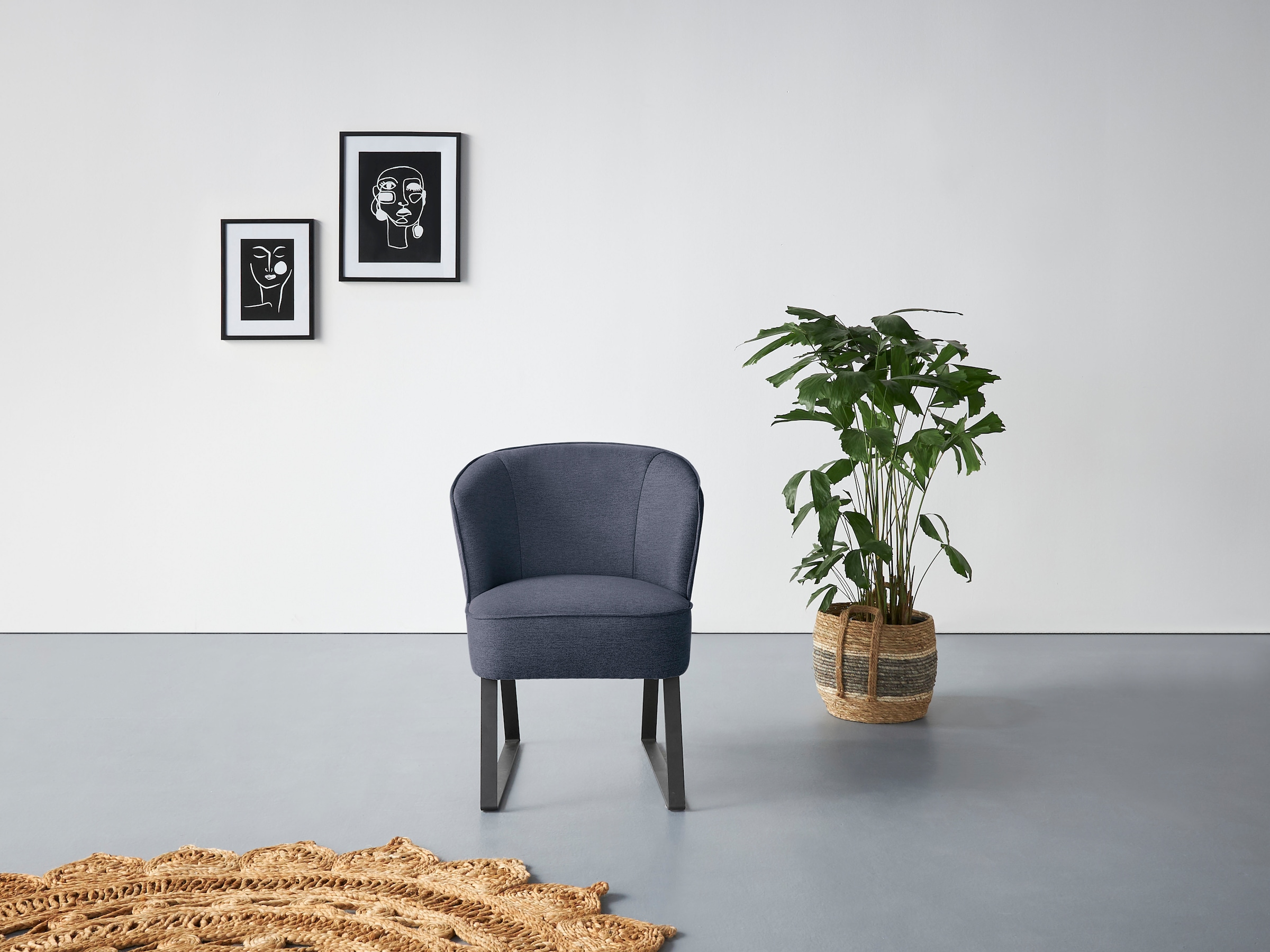 exxpo - sofa fashion Sessel »Americano, Loungesessel«, mit Keder und Metallfüßen, Bezug in verschiedenen Qualitäten, 1 Stck.