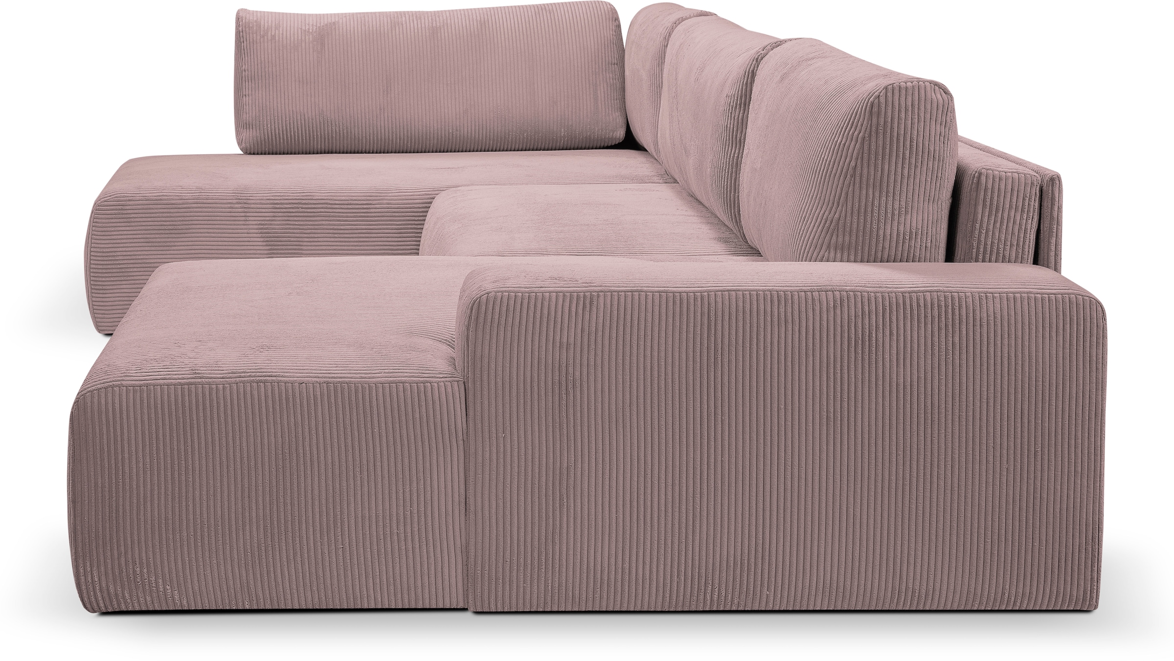 WERK2 Wohnlandschaft »Rotterdam 325 cm breit mit Bett und Bettkasten, viel Platz« Cord, U-Form, XXL, Schlaffunktion, Bettkasten