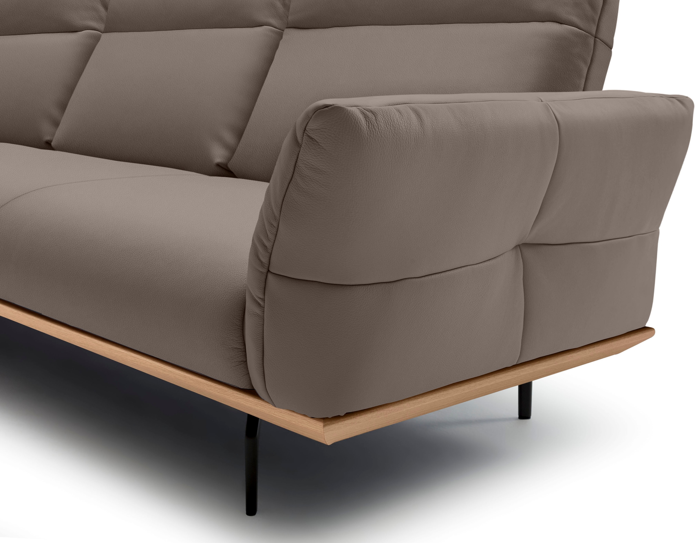 Creation BY ROLF BENZ Ecksofa »CR.460«, Sockel in Eiche, Winkelfüße in Umbragrau, Breite 318 cm