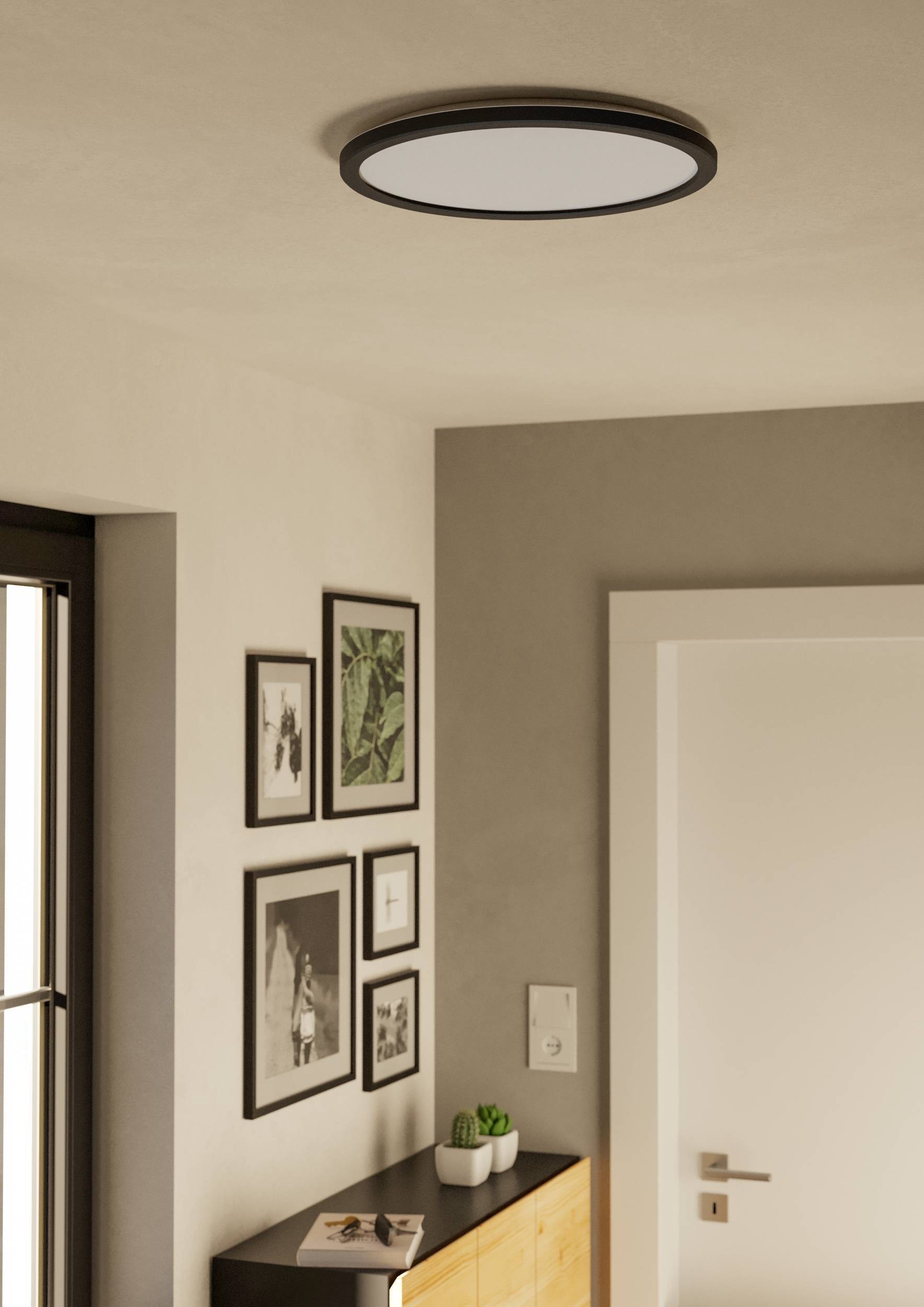 EGLO Deckenleuchte »Rovito Deckenlampe, Deckenbeleuchtung, Badlampe, Kunststoff, IP44« LED-Modul 1 Stk. Kaltweiß | Neutralweiß | Warmweiß Wand-/Deckenleuchte - H3 x Ø38,9 cm - schwarz - 18,5W inkl.