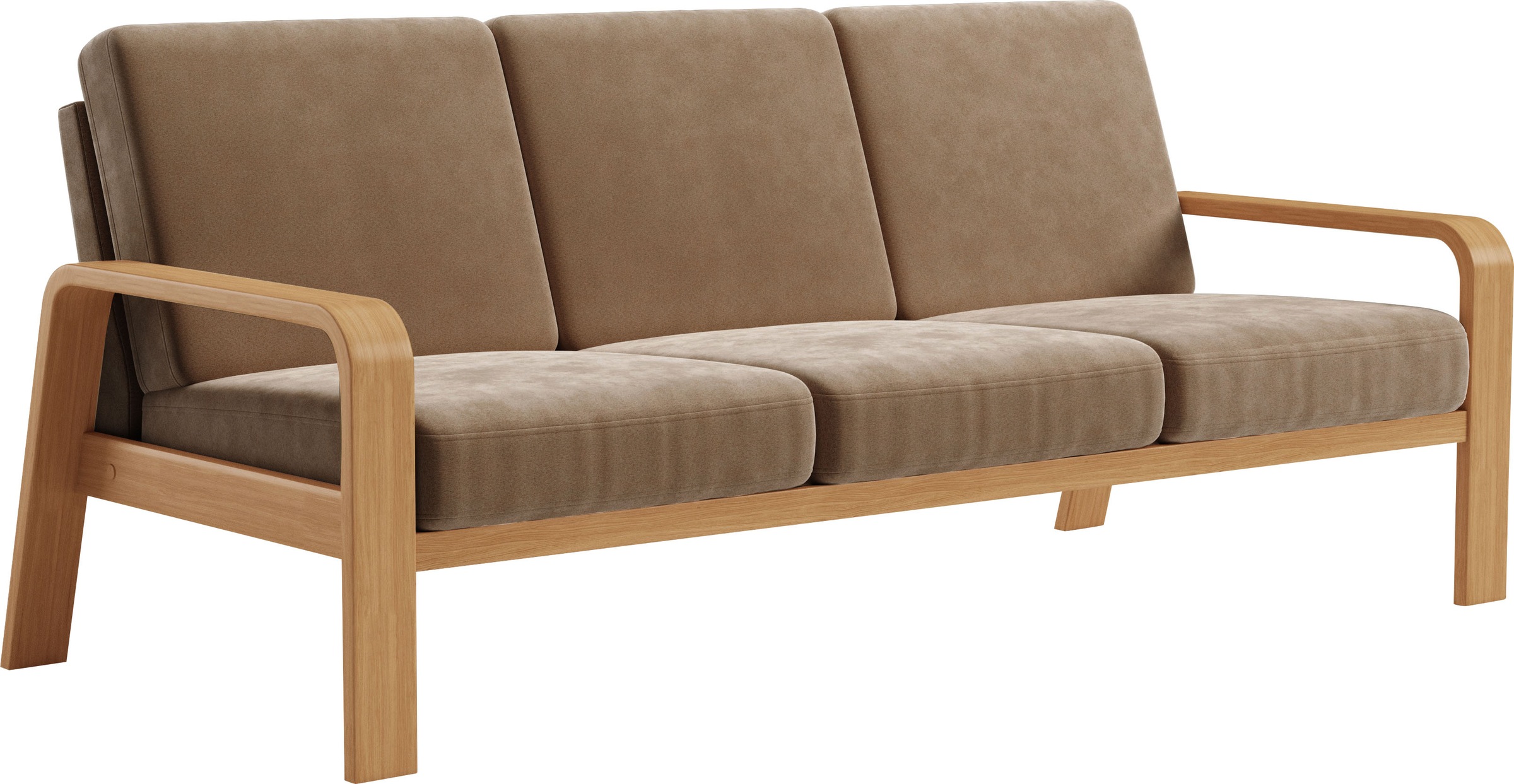 sit&more 3-Sitzer »Kolding« Armlehnen aus eichefarbigem Buchenholz, verschiedene Bezüge und Farben