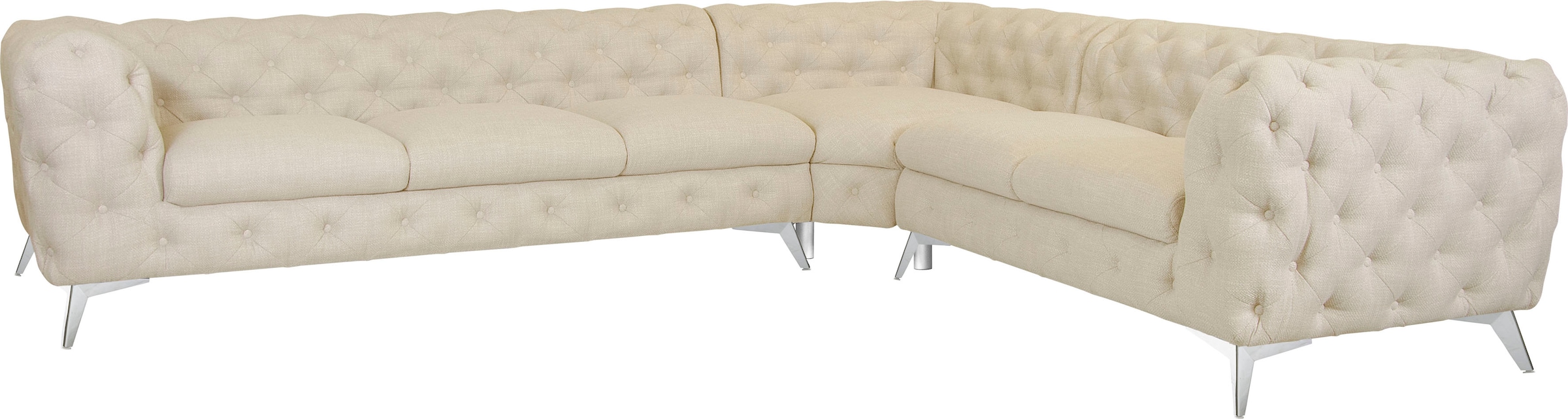 Home affaire Chesterfield-Sofa »Ecksofa GLYNIS L-Form mit Wellenunterfederung, Maße B/T/H 323/264/75cm« aufwändige Knopfheftung, moderne Chesterfield Optik, Fußfarbe wählbar