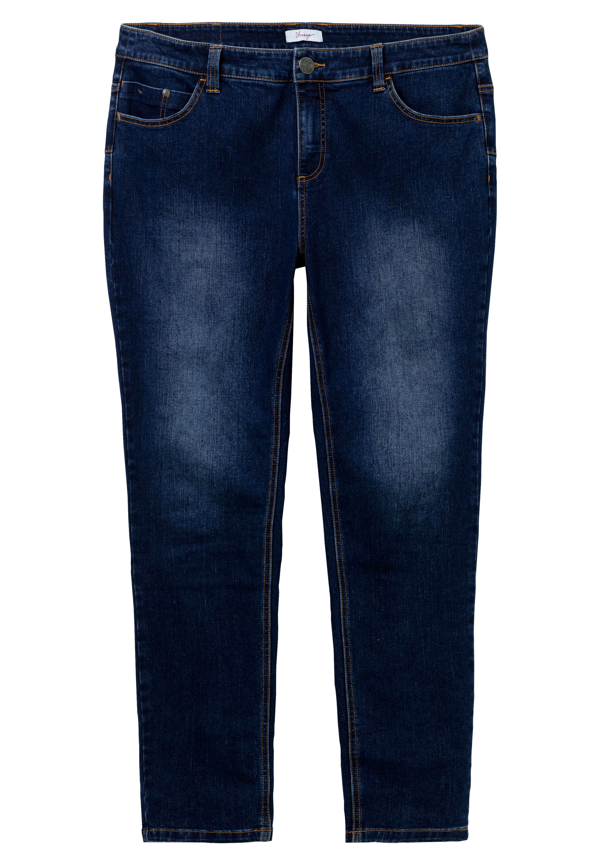 Sheego 5-Pocket-Jeans »Stretch-Jeans Skinny Jeans mit bequemer Taille« für sehr schmale Beine und mehr Bauch
