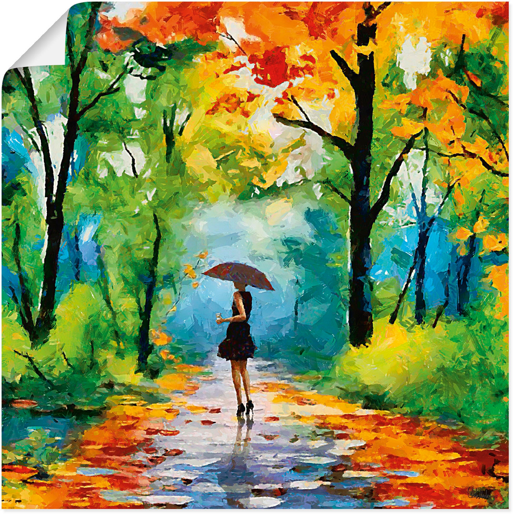 Wandbild »Herbstlicher Spaziergang im Park«, Vier Jahreszeiten Bilder, (1 St.), als...