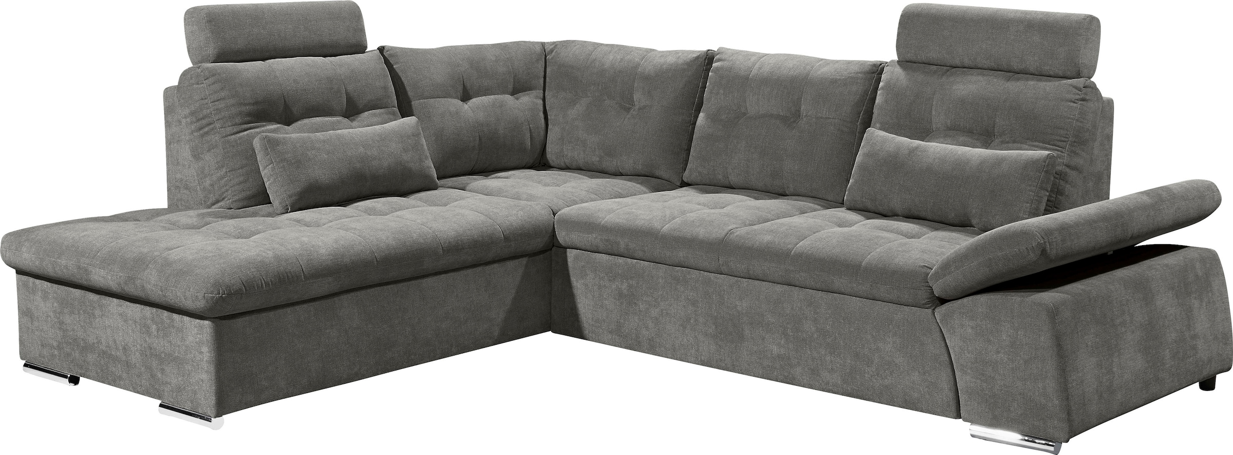 ED EXCITING DESIGN Ecksofa »Nalo L-Form«, mit Bettfunktion, Armteilverstellung, Kopfstützen & 2 Nierenkissen