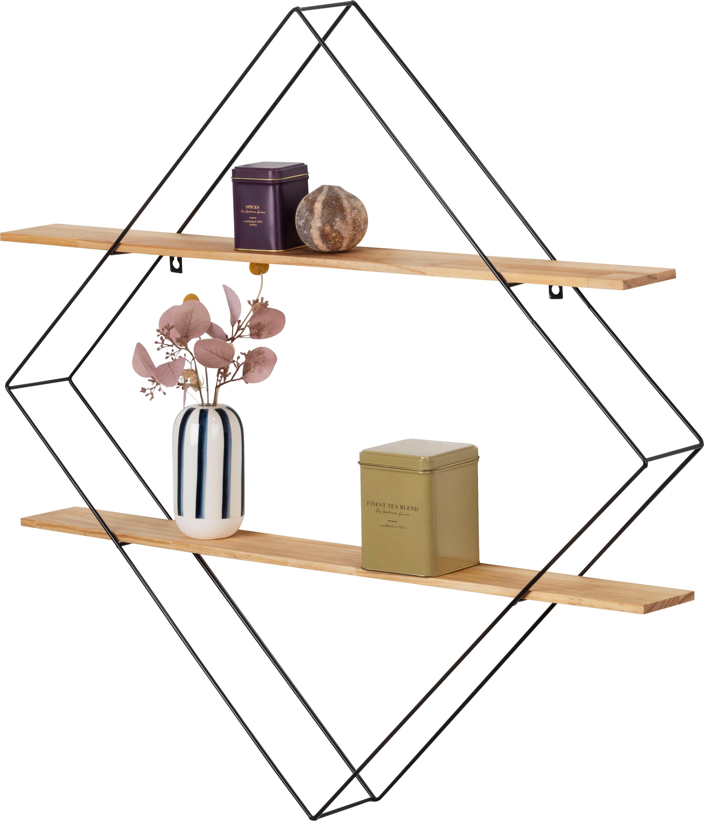 WENKO Wandregal »Geo«, Rautenform, 2 Ablagen
