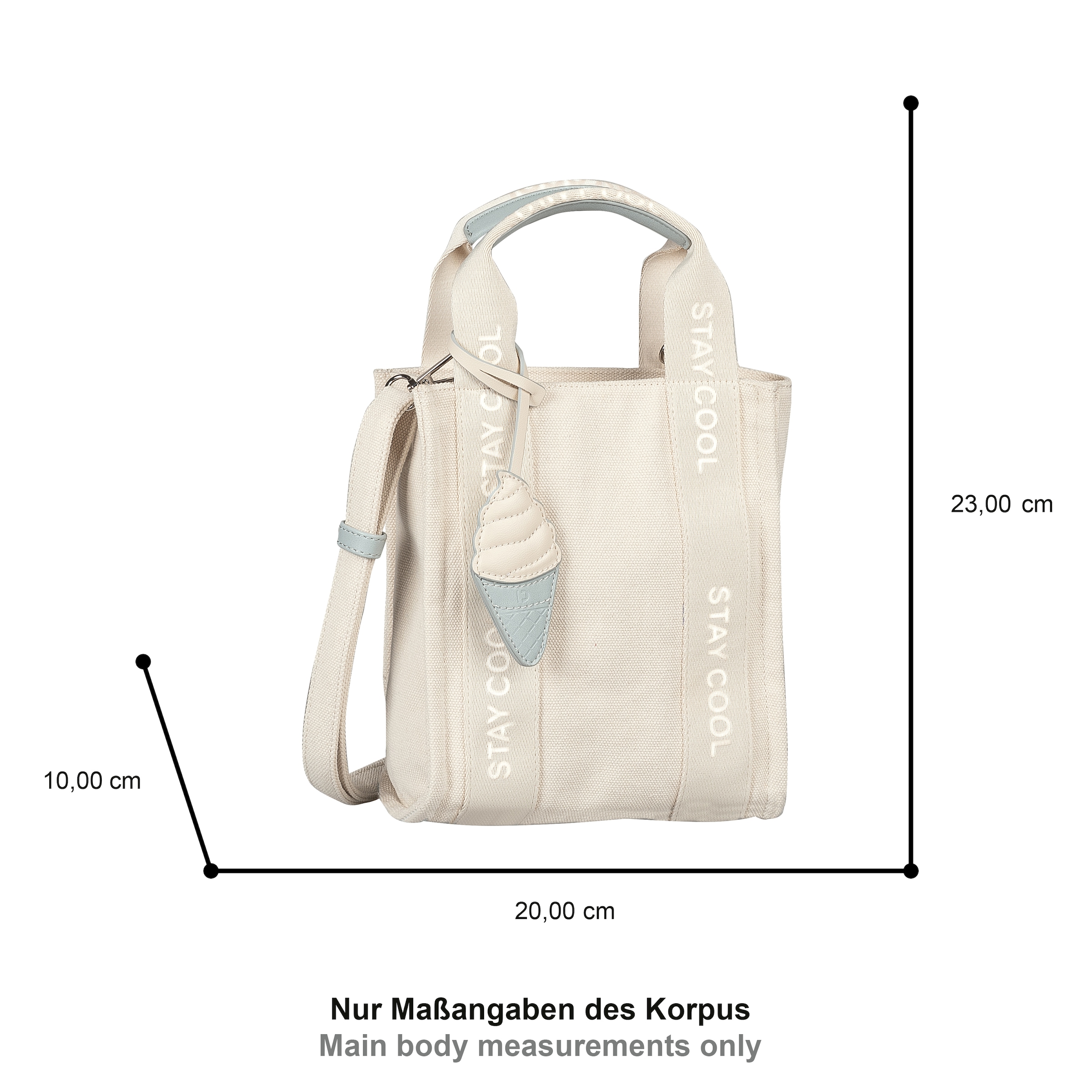 TOM TAILOR Denim Shopper »Azura« Damen Umhängetasche, mit süßem Softeis-Hörnchen Anhänger