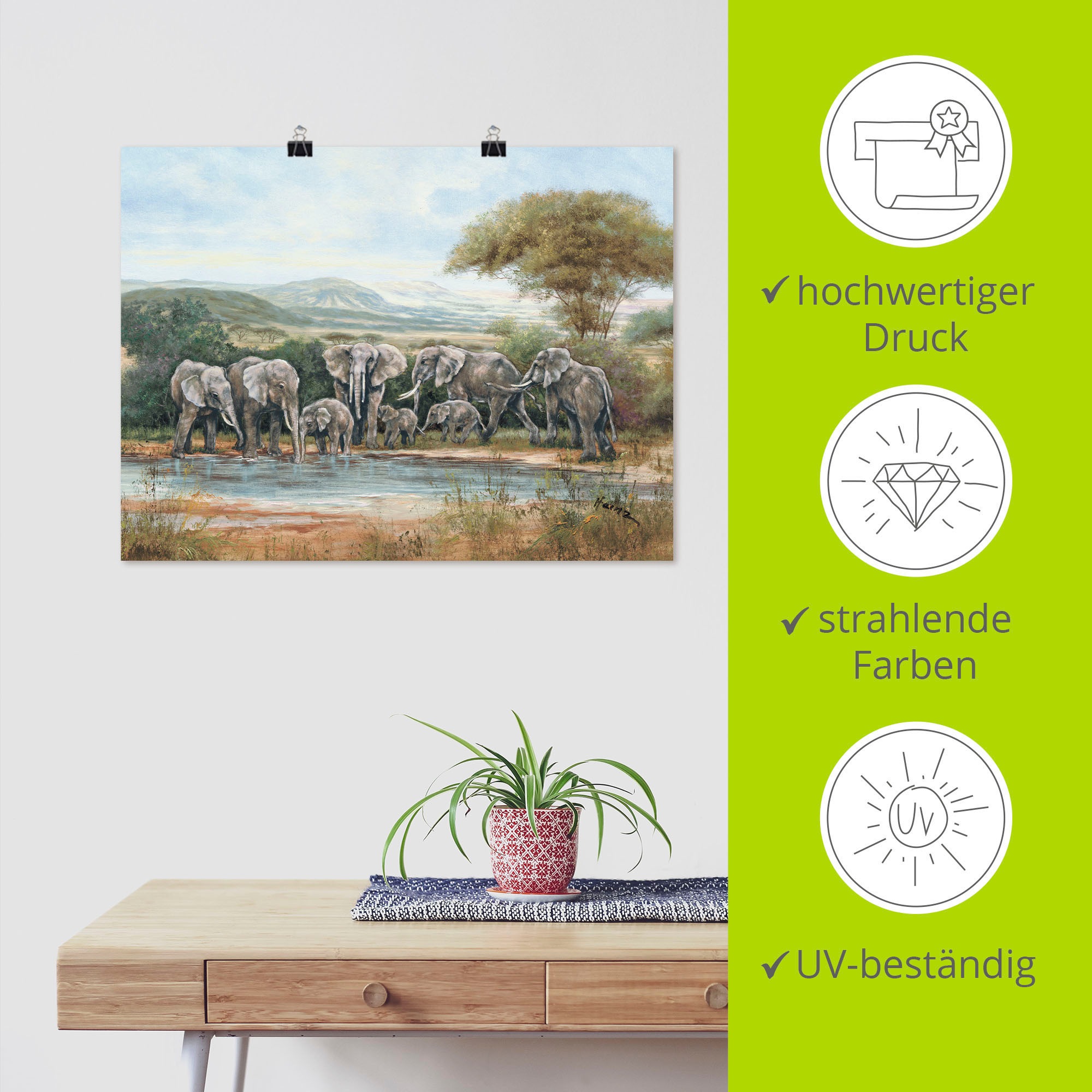 Artland Wandbild »Elefantenfamilie«, Elefanten OTTO Wandaufkleber als (1 versch. oder Poster Bilder, Shop in St.), Alubild, Online im Leinwandbild, Größen