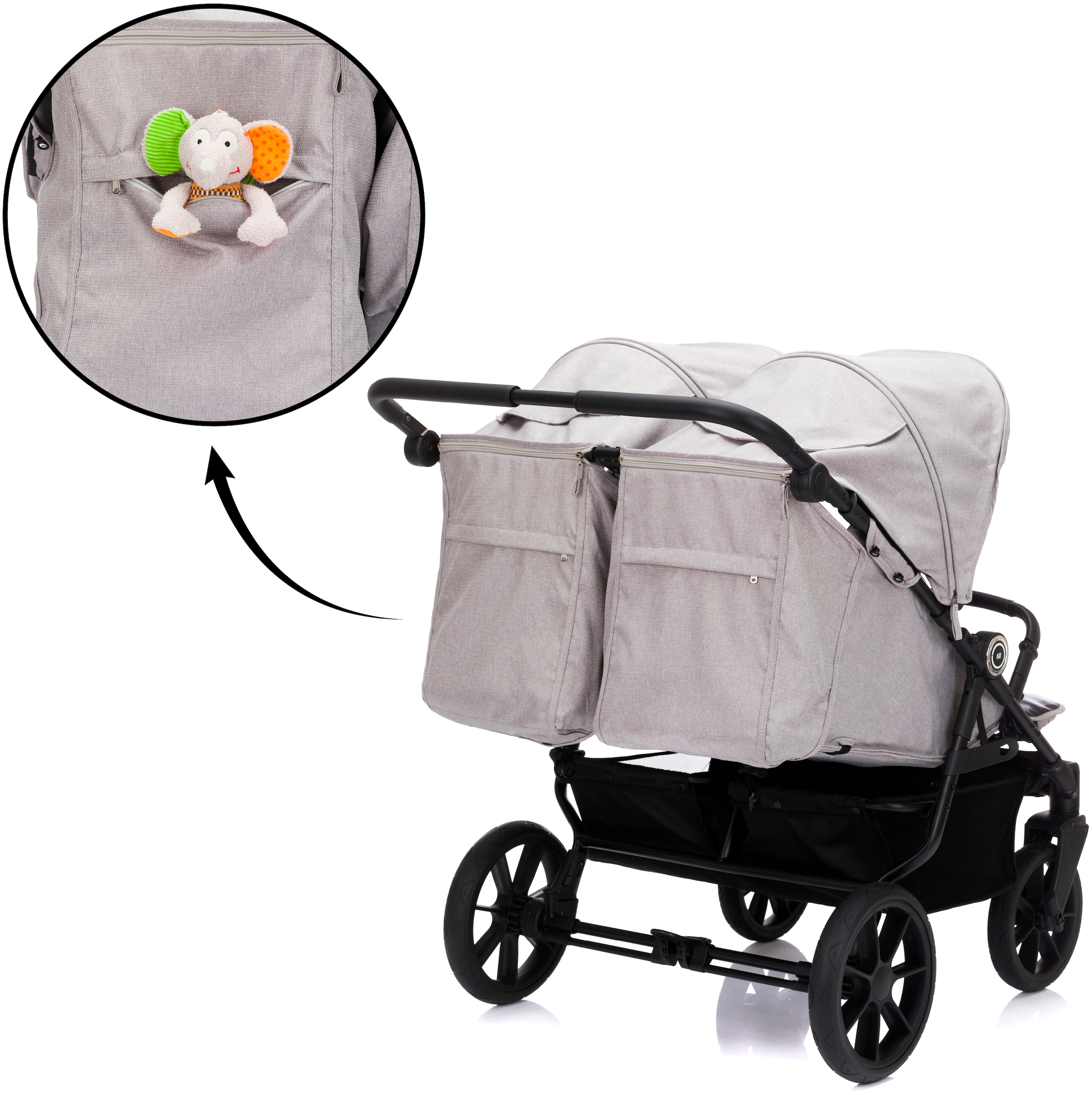 Fillikid Zwillingsbuggy »Duette, grau« 22 kg auch als Geschwisterwagen verwendbar; nur 75 cm breit