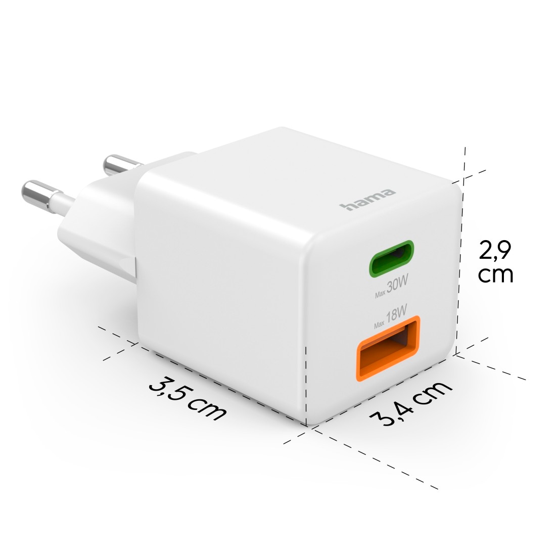 Hama Schnelllade-Gerät »Schnelladegerät, 1x USBC, 1x USB-A, 30W, PD, Qualcomm® Quick Charge™«