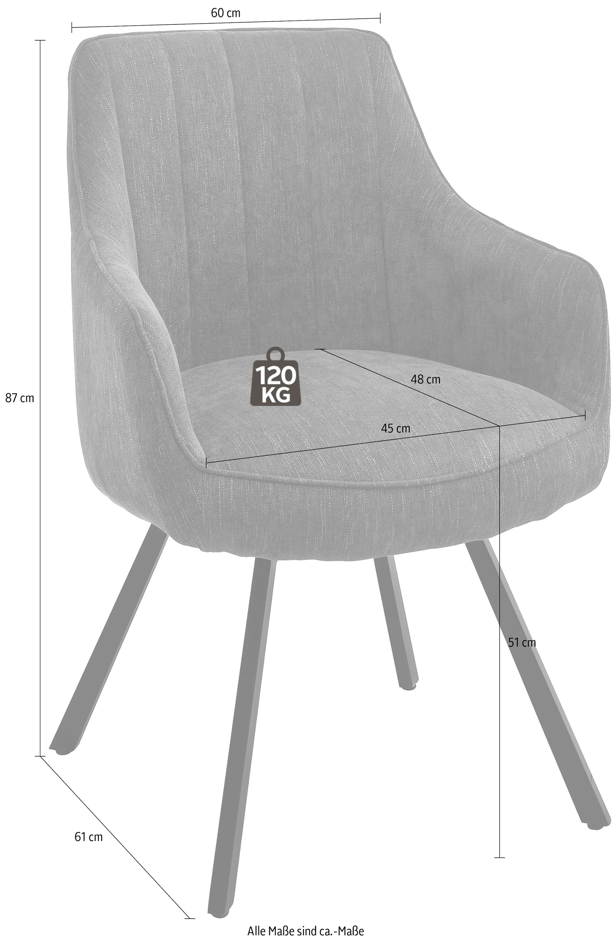 2 180°drehbar furniture bis MCA Nivellierung, Stuhl OTTO bei Esszimmerstuhl kg (Set), 120 Stoffbezug, »Sassello«, St., mit belastbar