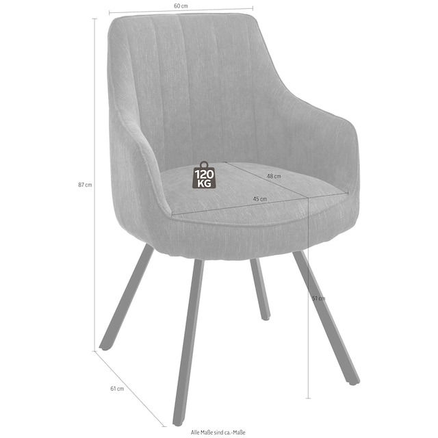 MCA furniture Esszimmerstuhl »Sassello«, (Set), 2 St., Stuhl 180°drehbar  mit Nivellierung, Stoffbezug, belastbar bis 120 kg bei OTTO